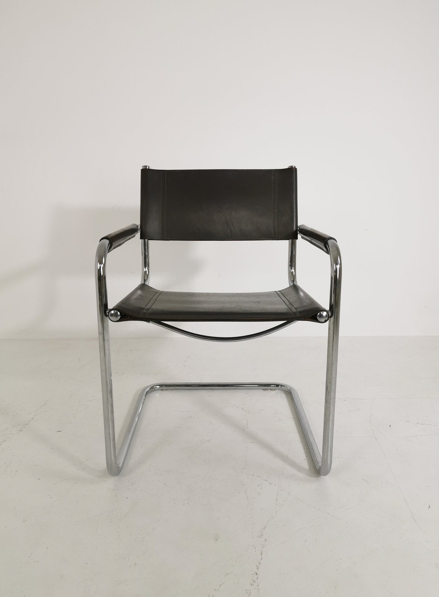 Bauhaus grey original Desk Chair by Mart Stam & Marcel Breuer for Fasem Italy 1980s
