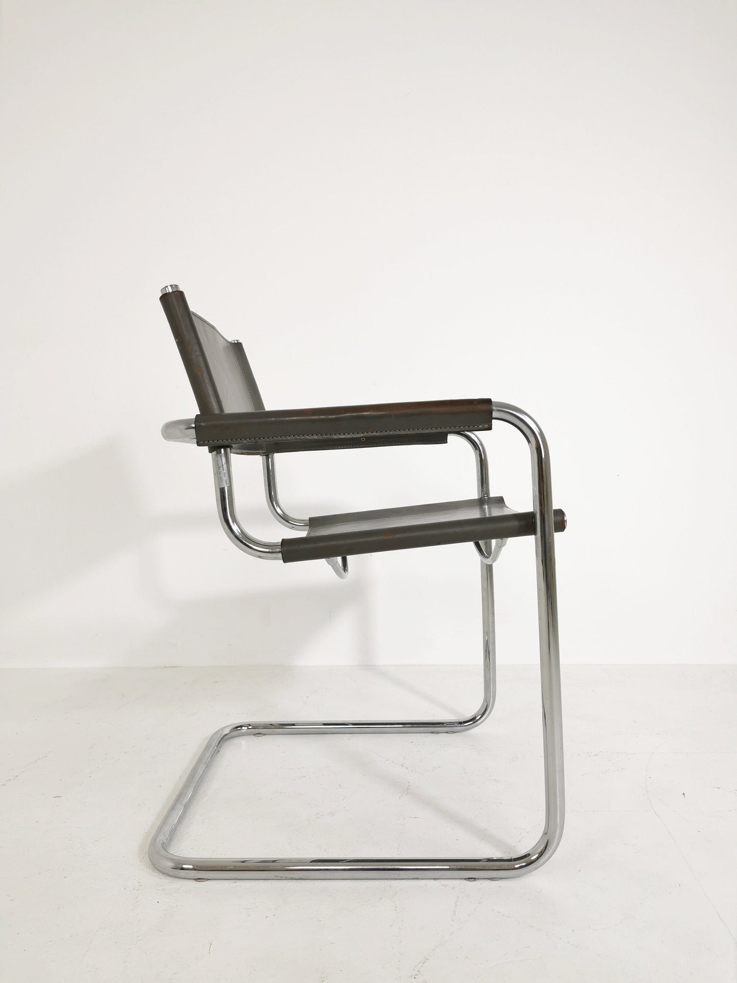 Bauhaus grey original Desk Chair by Mart Stam & Marcel Breuer for Fasem Italy 1980s