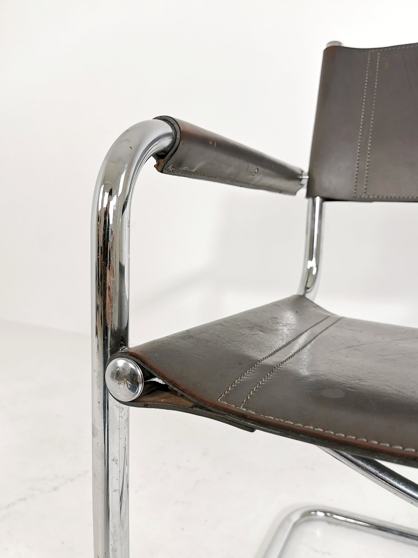 Bauhaus grey original Desk Chair by Mart Stam & Marcel Breuer for Fasem Italy 1980s