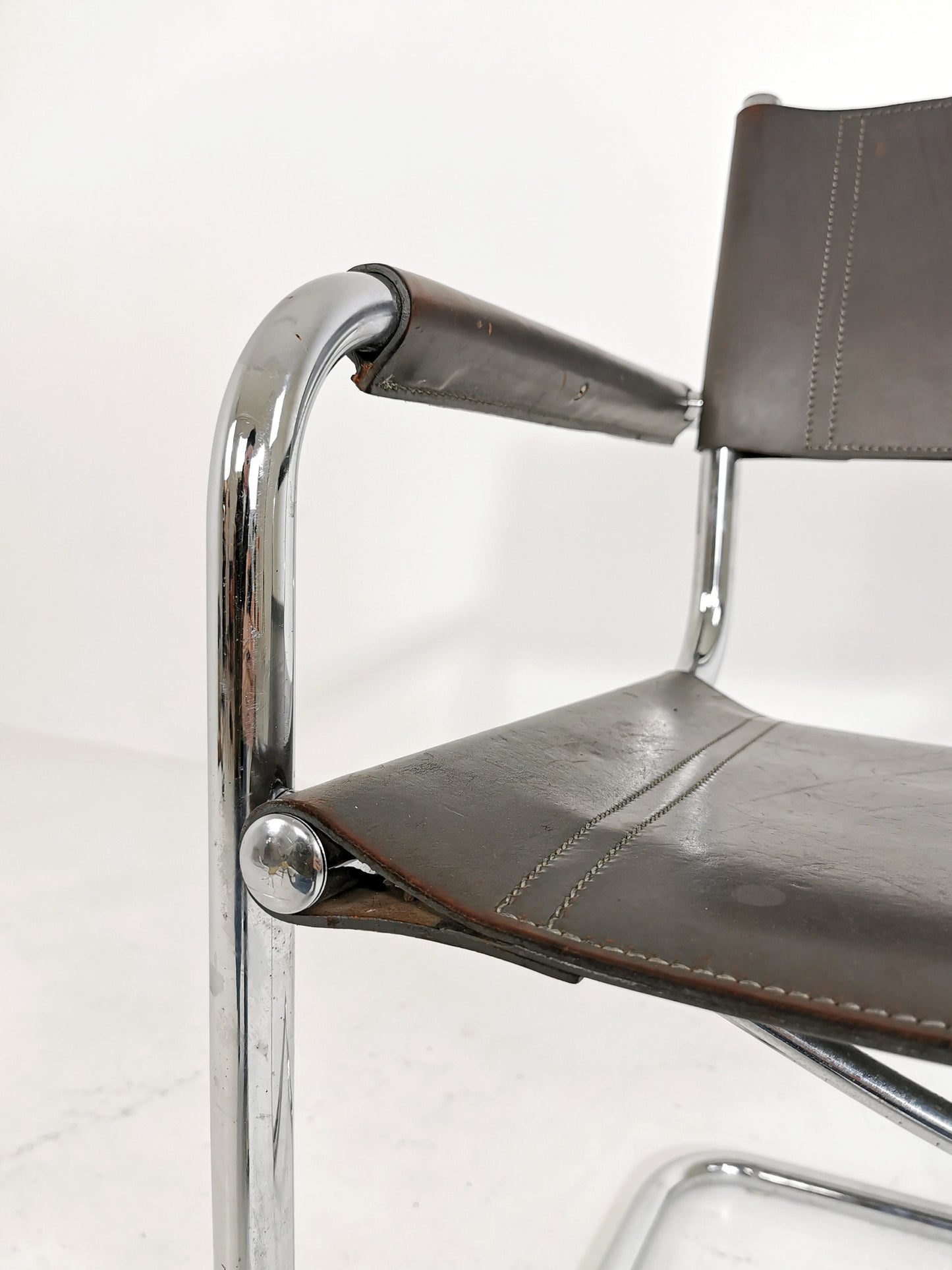Bauhaus grey original Desk Chair by Mart Stam & Marcel Breuer for Fasem Italy 1980s