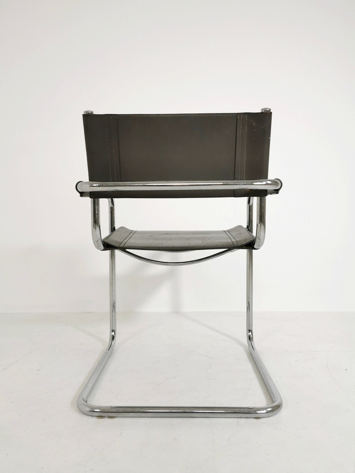 Bauhaus grey original Desk Chair by Mart Stam & Marcel Breuer for Fasem Italy 1980s