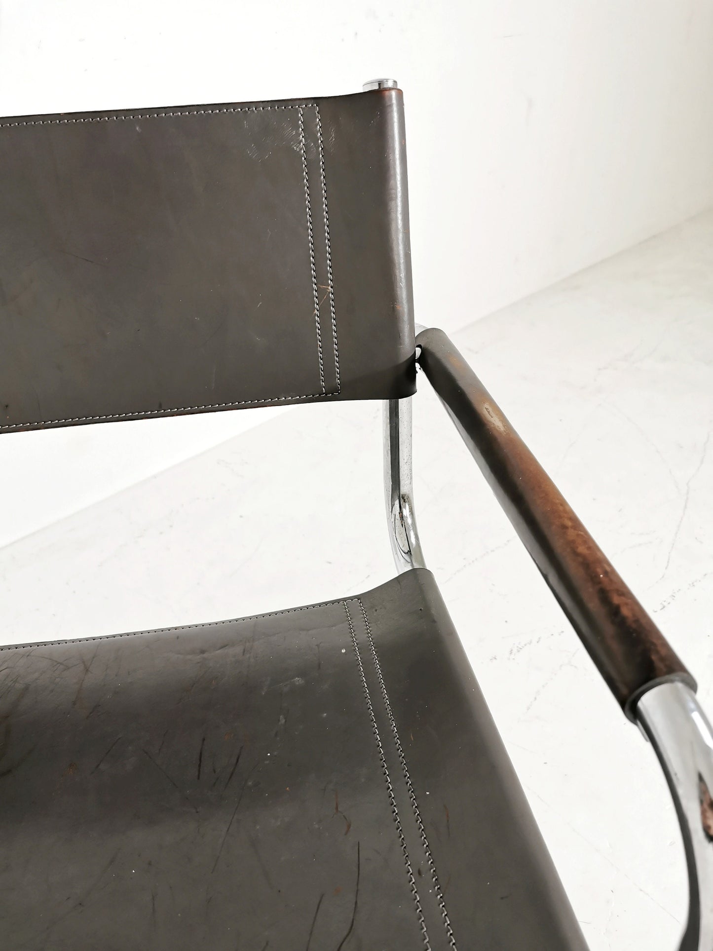Bauhaus grey original Desk Chair by Mart Stam & Marcel Breuer for Fasem Italy 1980s
