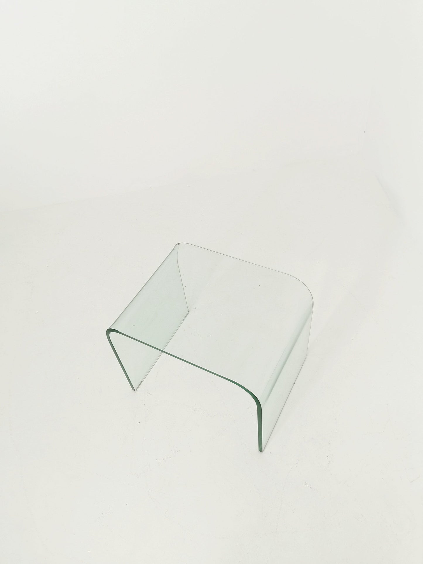 Mid-Century Modern Italian Curved Glass Waterfall Coffee Table by Angelo Cortesi for Fiam, 1970s