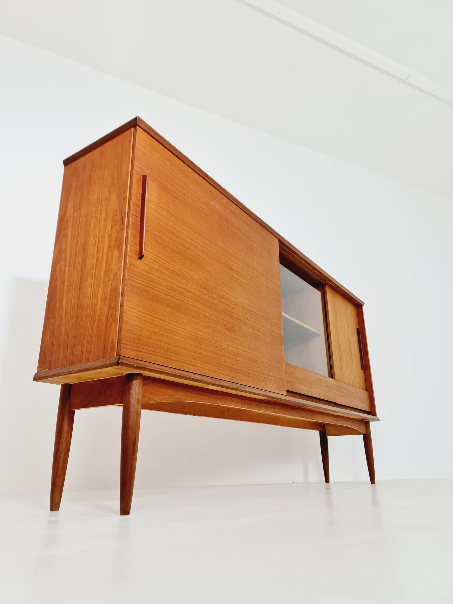 Mid Century Modern German Teak Highboard, Sideboard by Hilker, 1960s