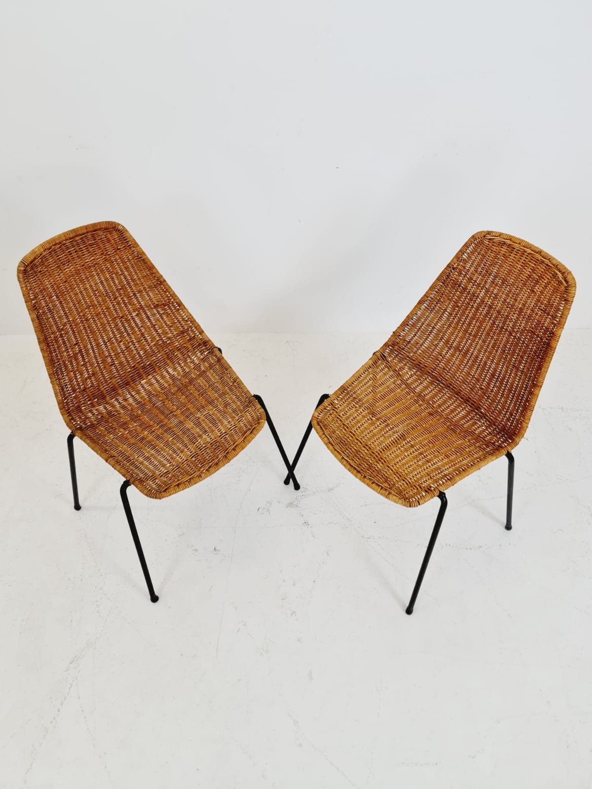 Mid-Century Rattan Basket Chair by Gian Franco Legler, 1950s, set of 2