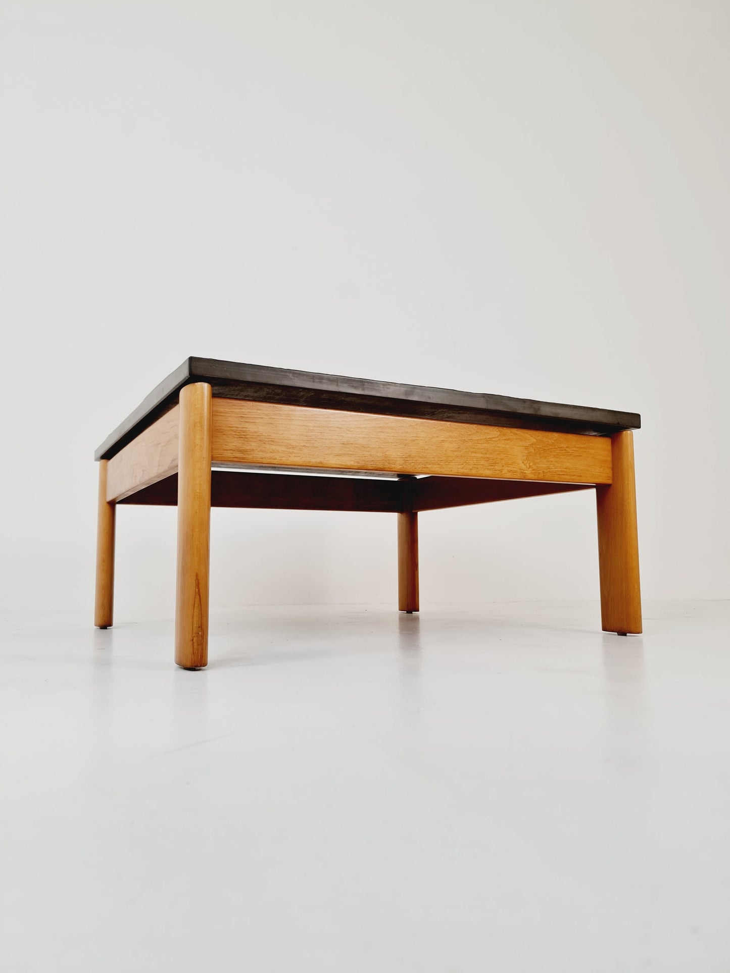 Danish solid oak and stone coffee table, 1960s