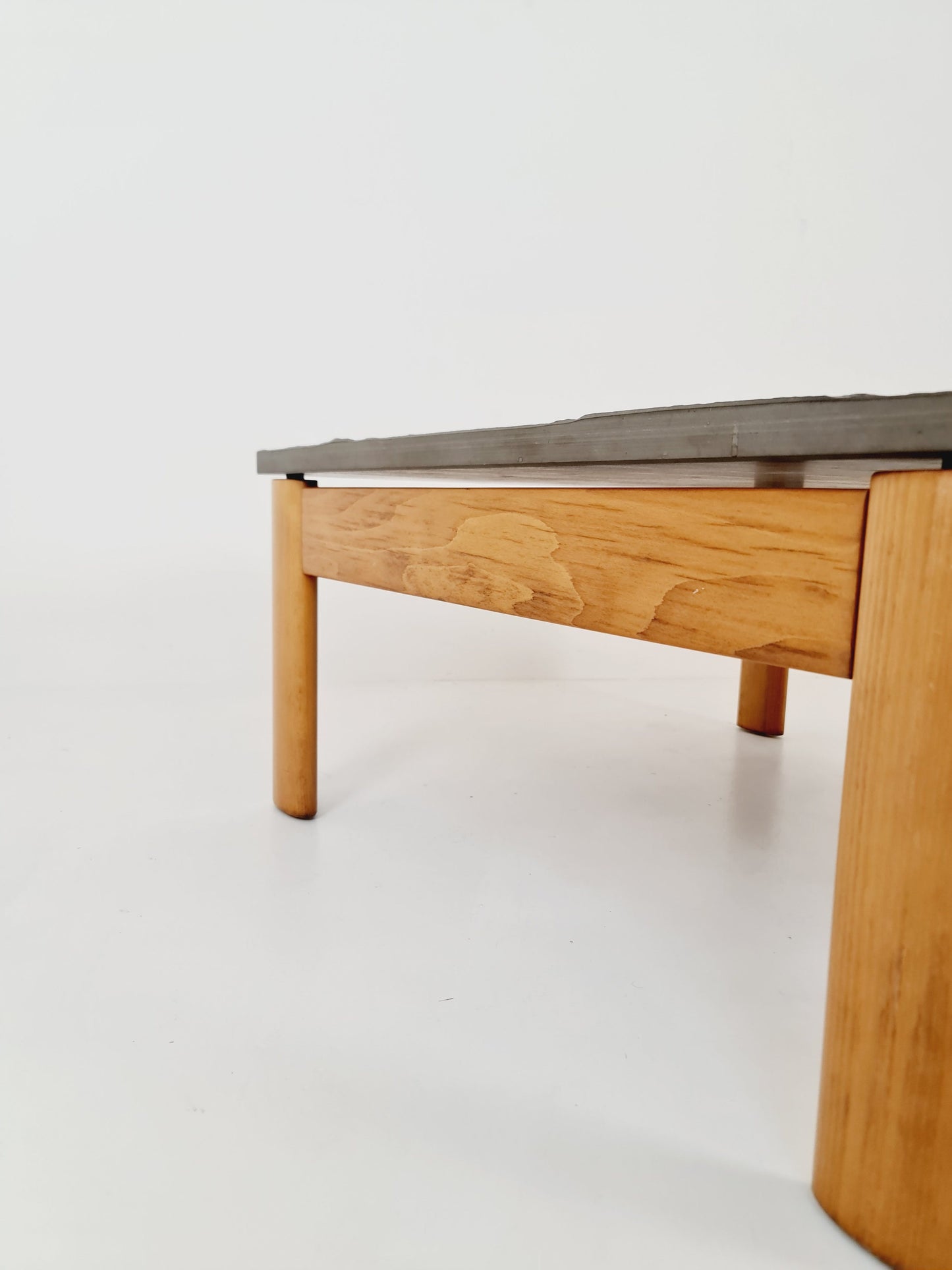 Danish solid oak and stone coffee table, 1960s