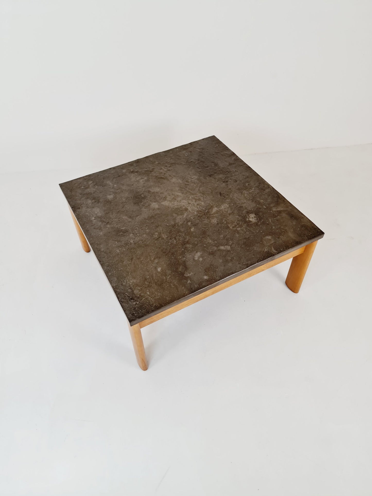 Danish solid oak and stone coffee table, 1960s