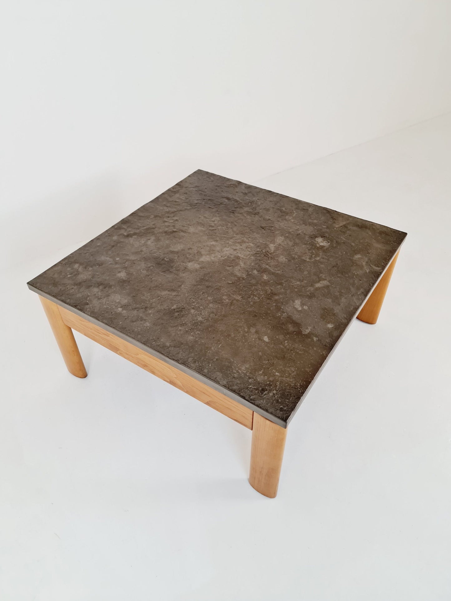 Danish solid oak and stone coffee table, 1960s