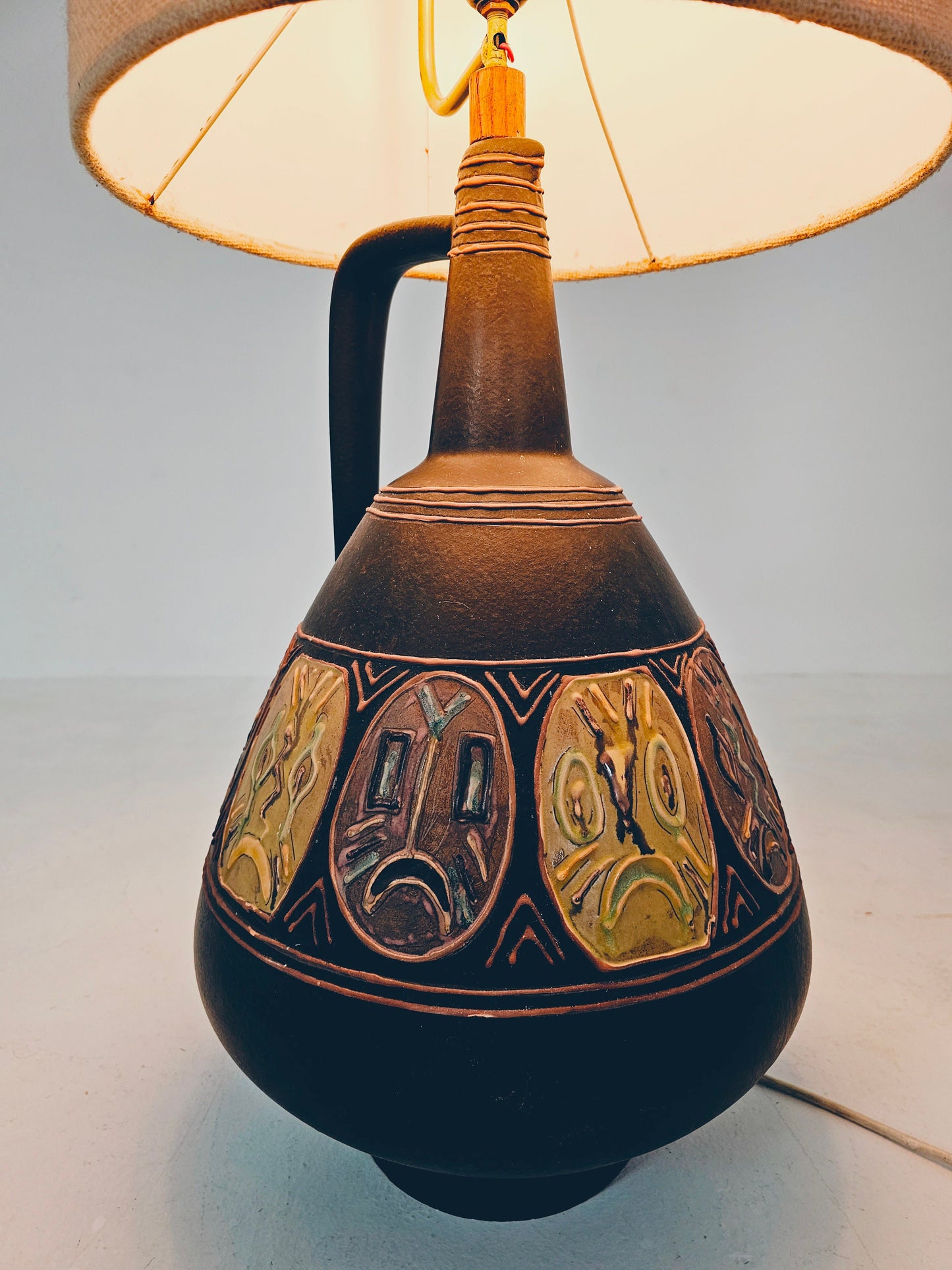 Rare German floor ceramic lamp By Hanns Welling for Cermanno, 1959