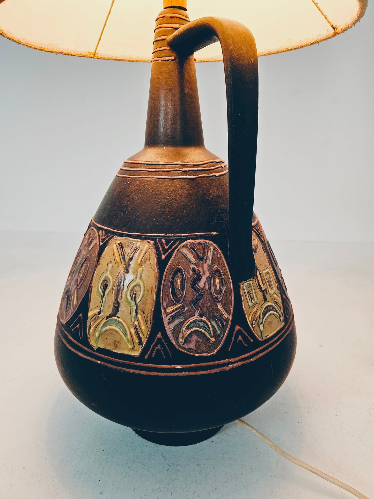 Rare German floor ceramic lamp By Hanns Welling for Cermanno, 1959