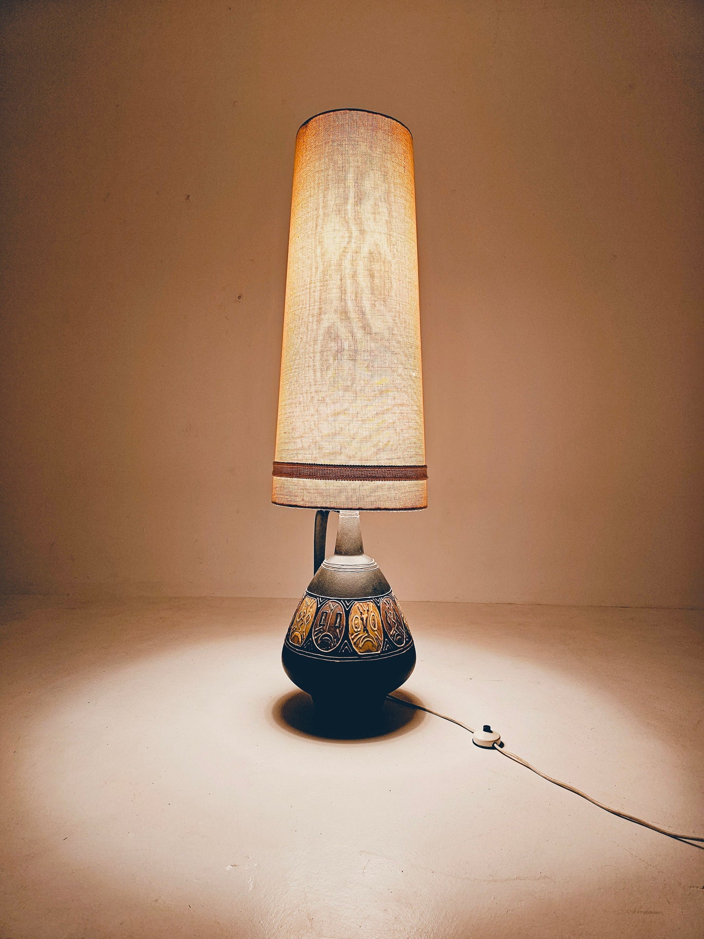 Rare German floor ceramic lamp By Hanns Welling for Cermanno, 1959