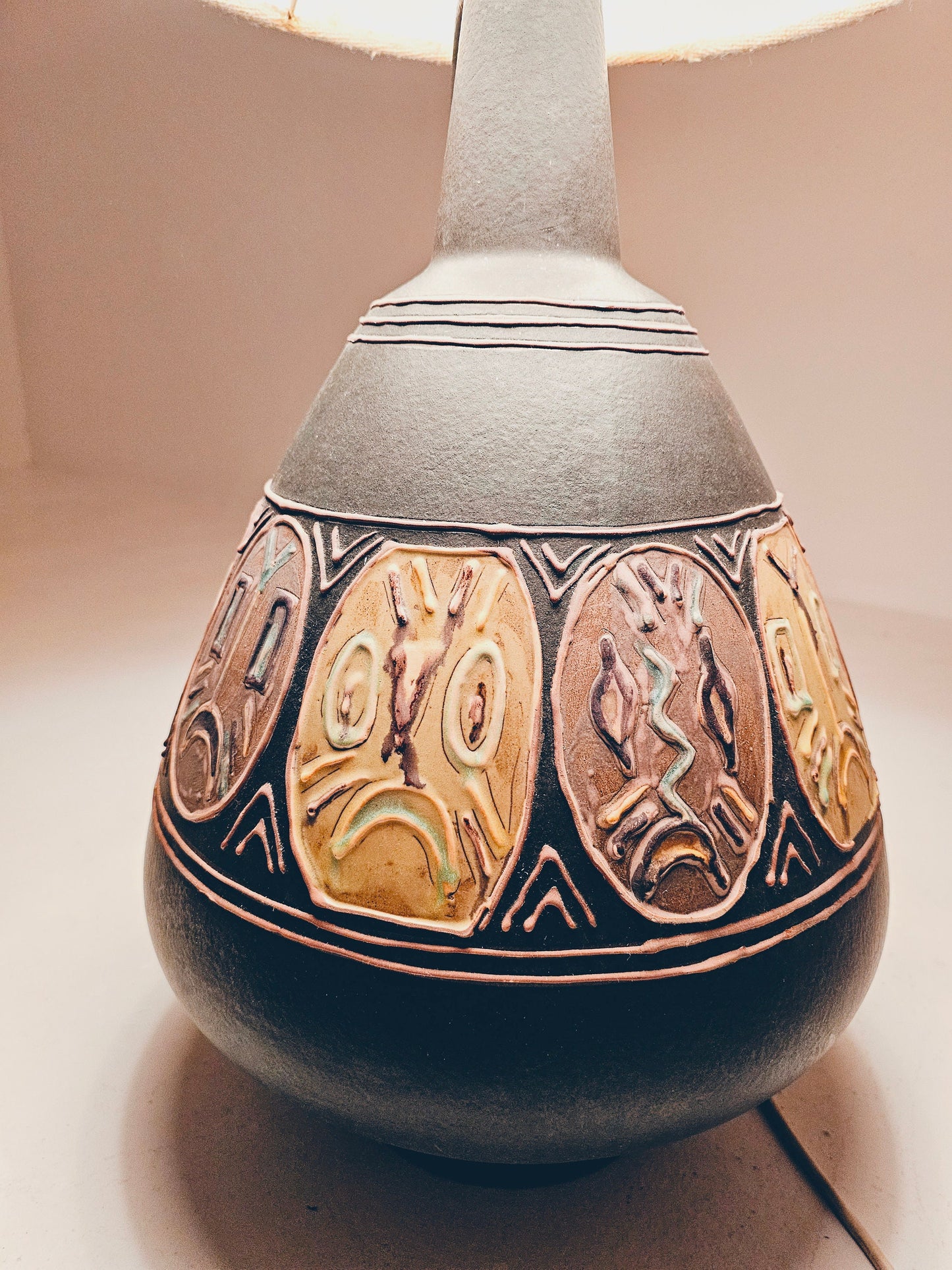 Rare German floor ceramic lamp By Hanns Welling for Cermanno, 1959