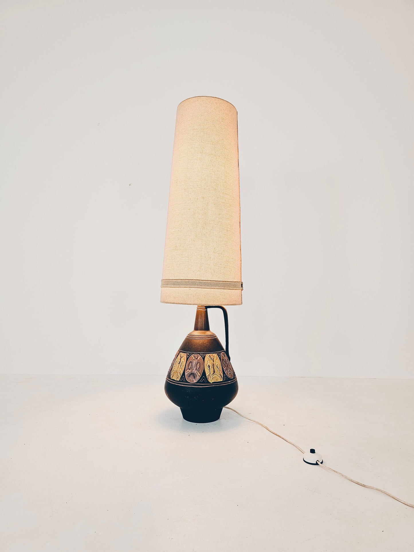 Rare German floor ceramic lamp By Hanns Welling for Cermanno, 1959