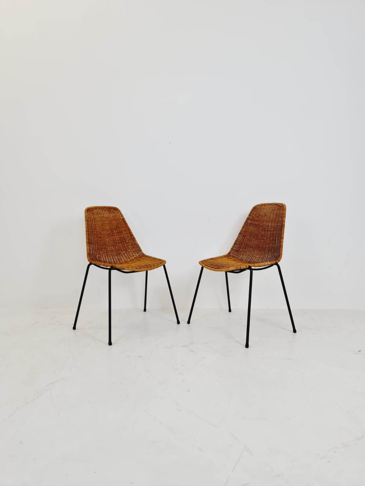 Mid-Century Rattan Basket Chair by Gian Franco Legler, 1950s, set of 2