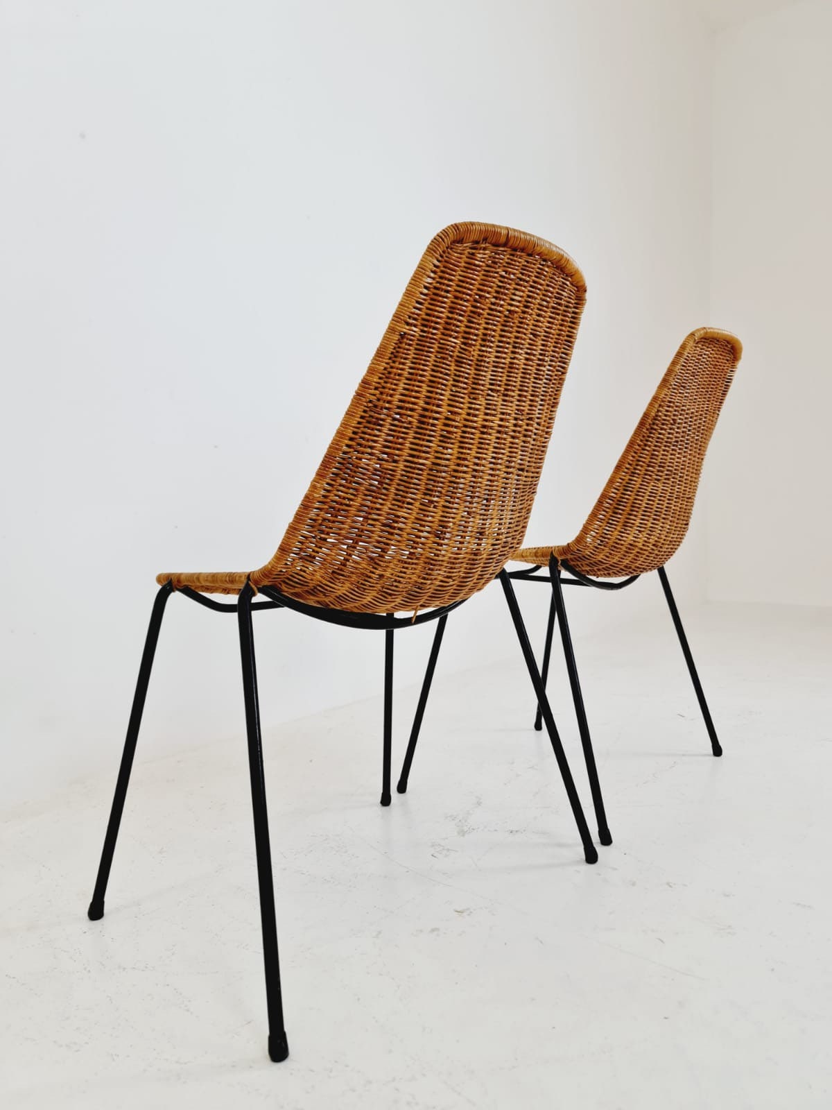 Mid-Century Rattan Basket Chair by Gian Franco Legler, 1950s, set of 2