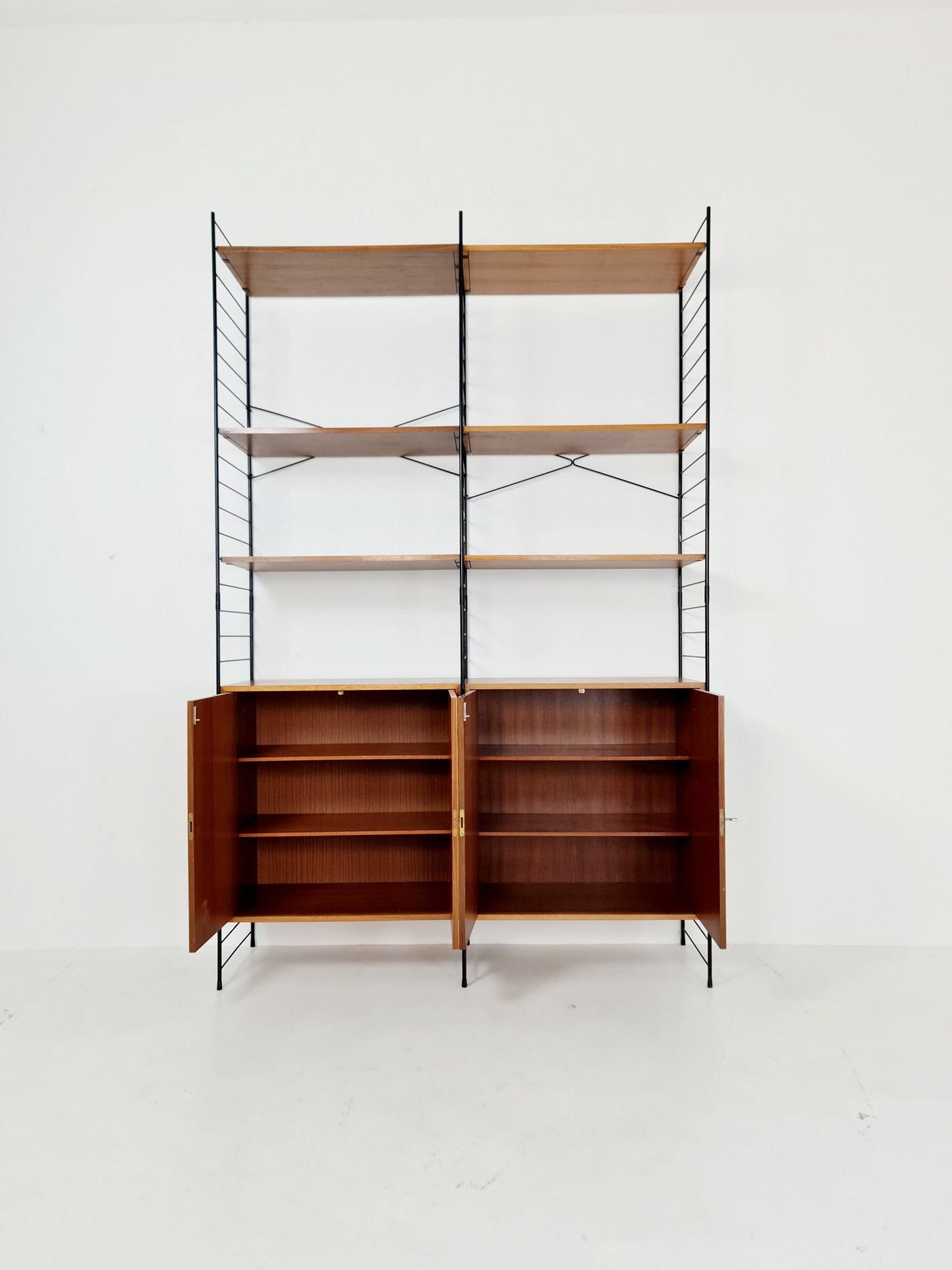 String shelf-system, bookcase teak by WHB Germany, 1950s