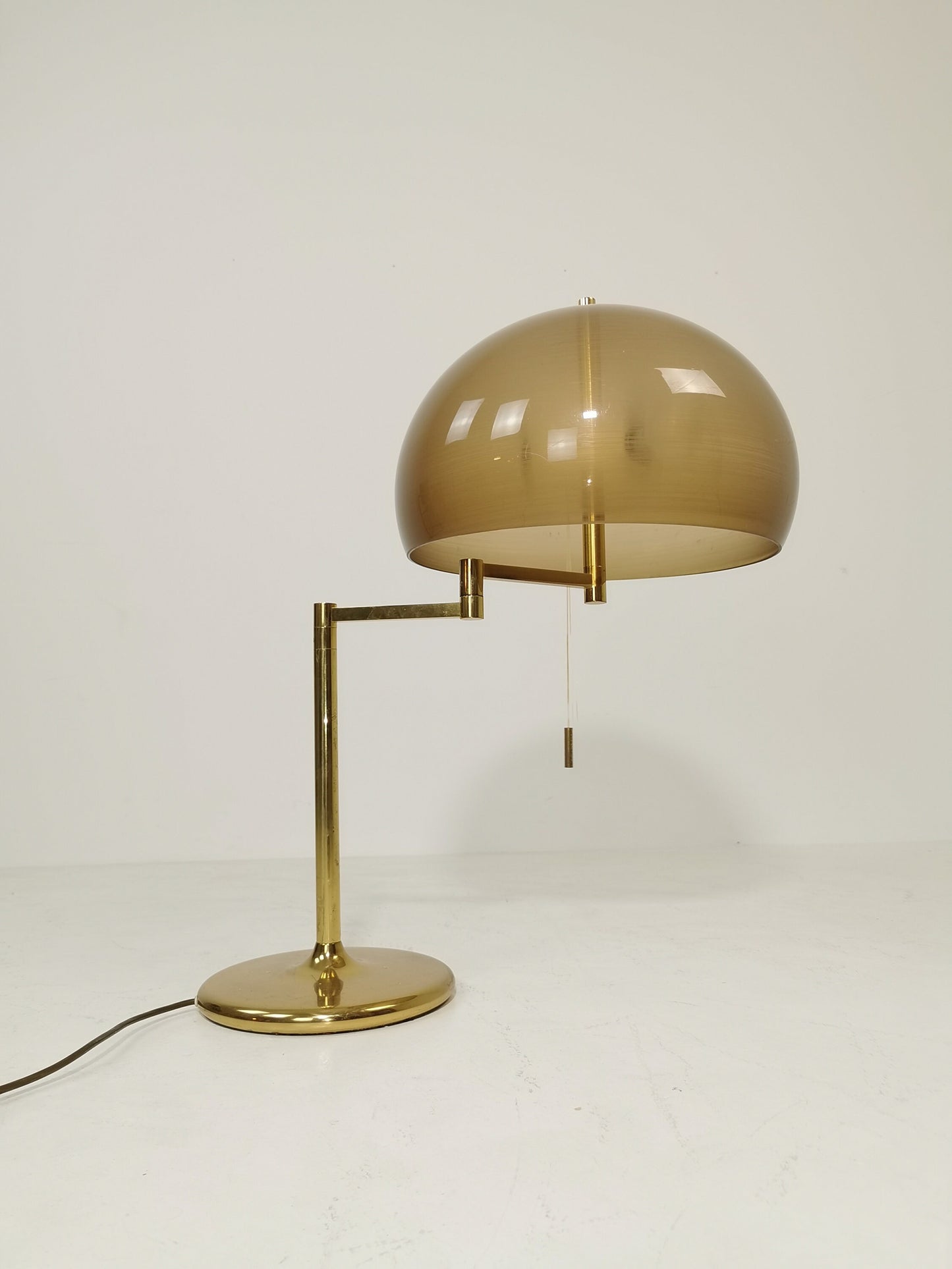 Large Mid-Century Swiss Brass Mushroom Table Lamp from Swisslamps, 1960s