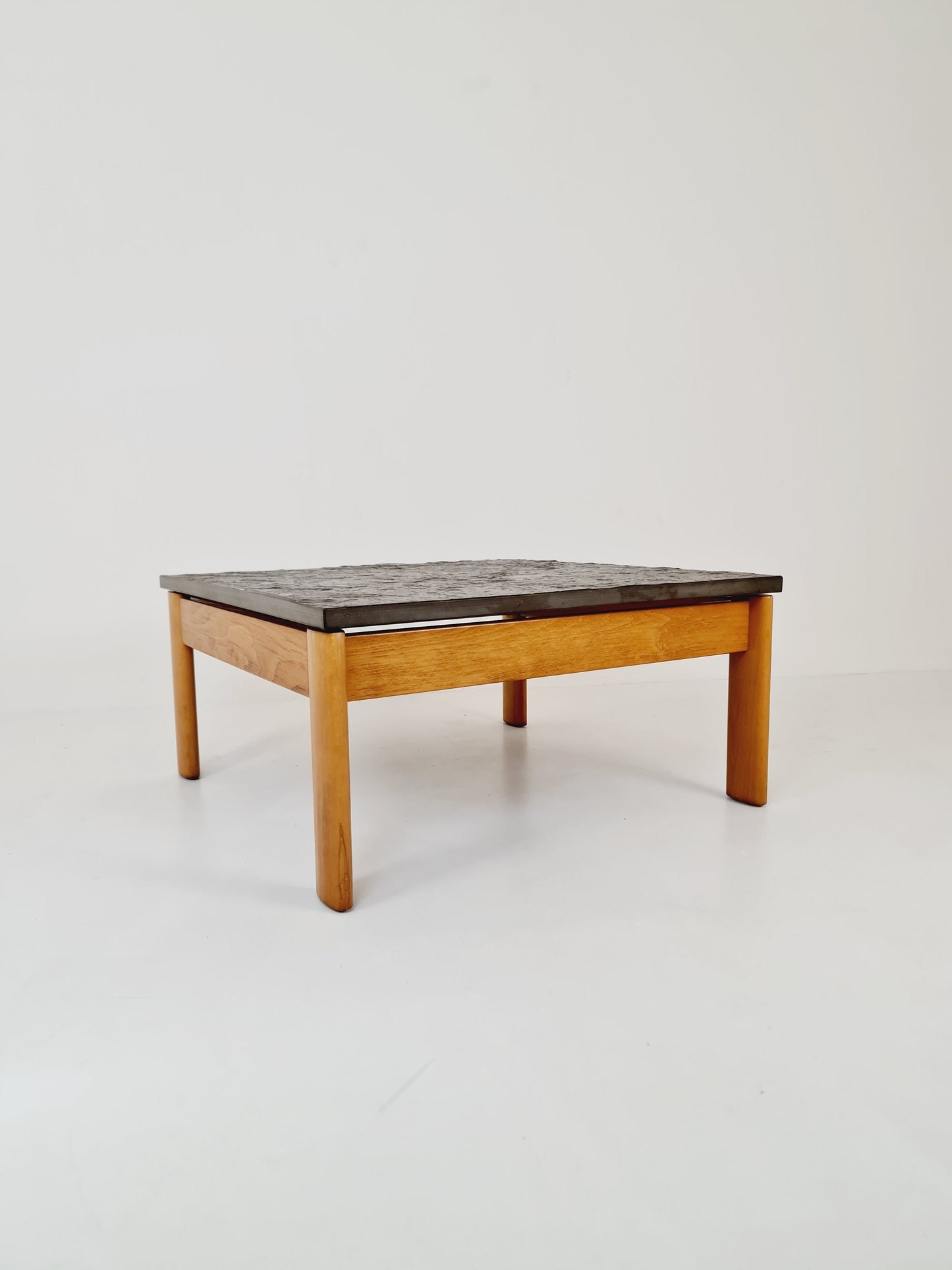 Danish solid oak and stone coffee table, 1960s