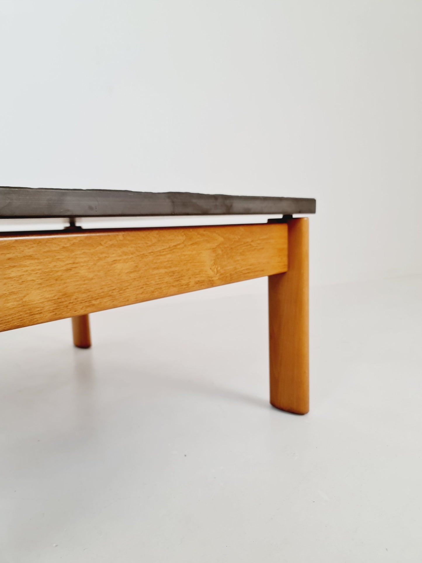 Danish solid oak and stone coffee table, 1960s