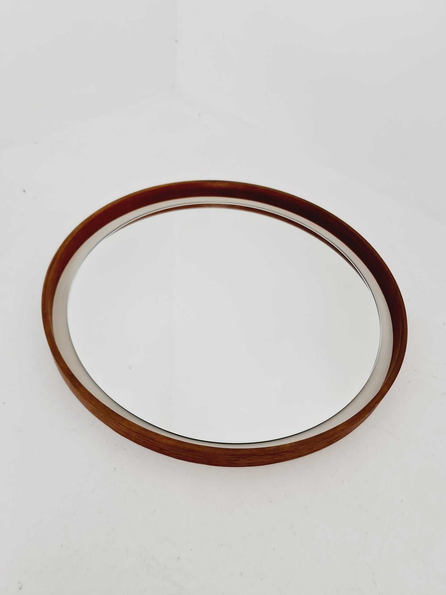 Mid Century round teak mirror from the 60s