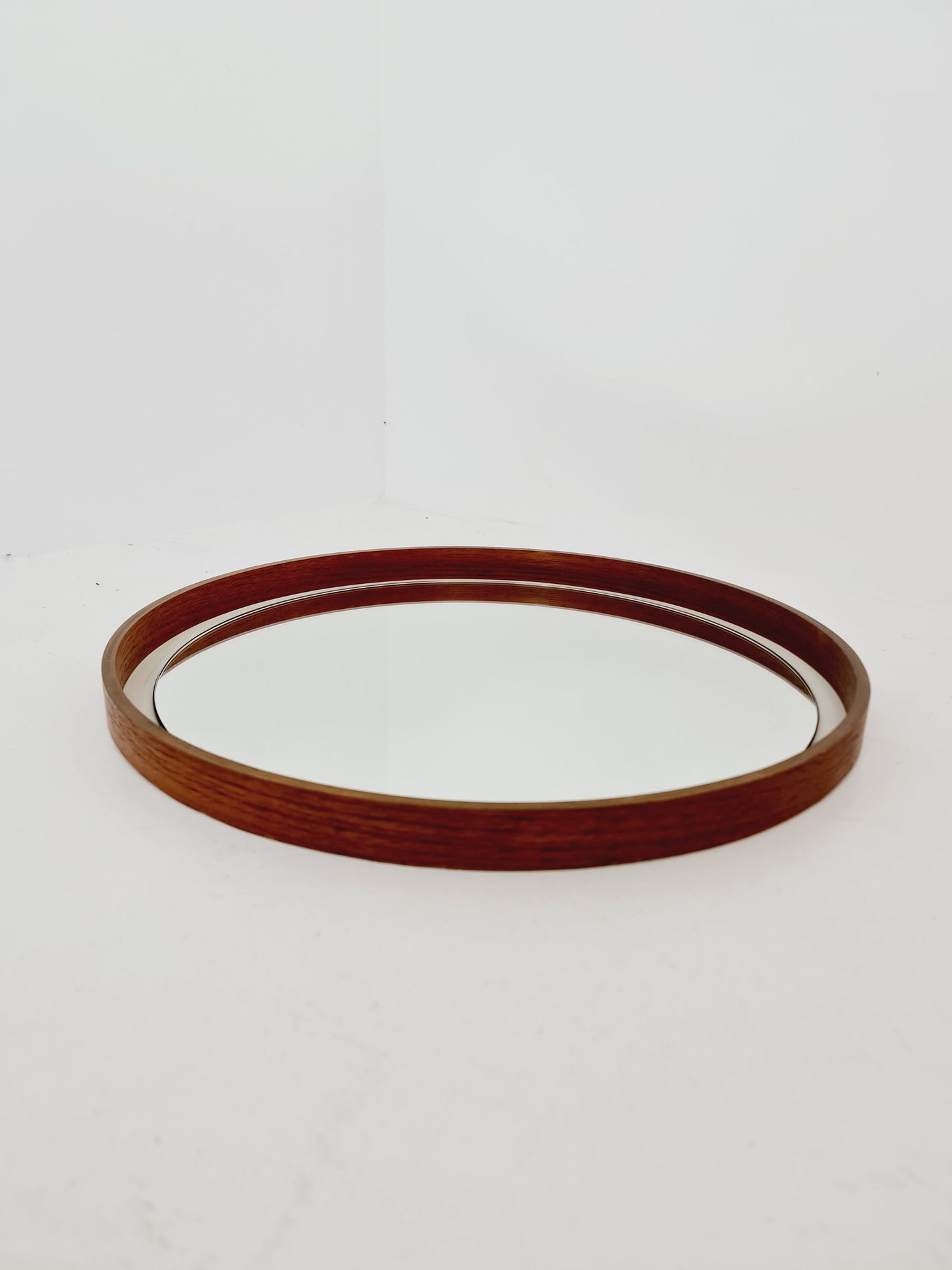 Mid Century round teak mirror from the 60s