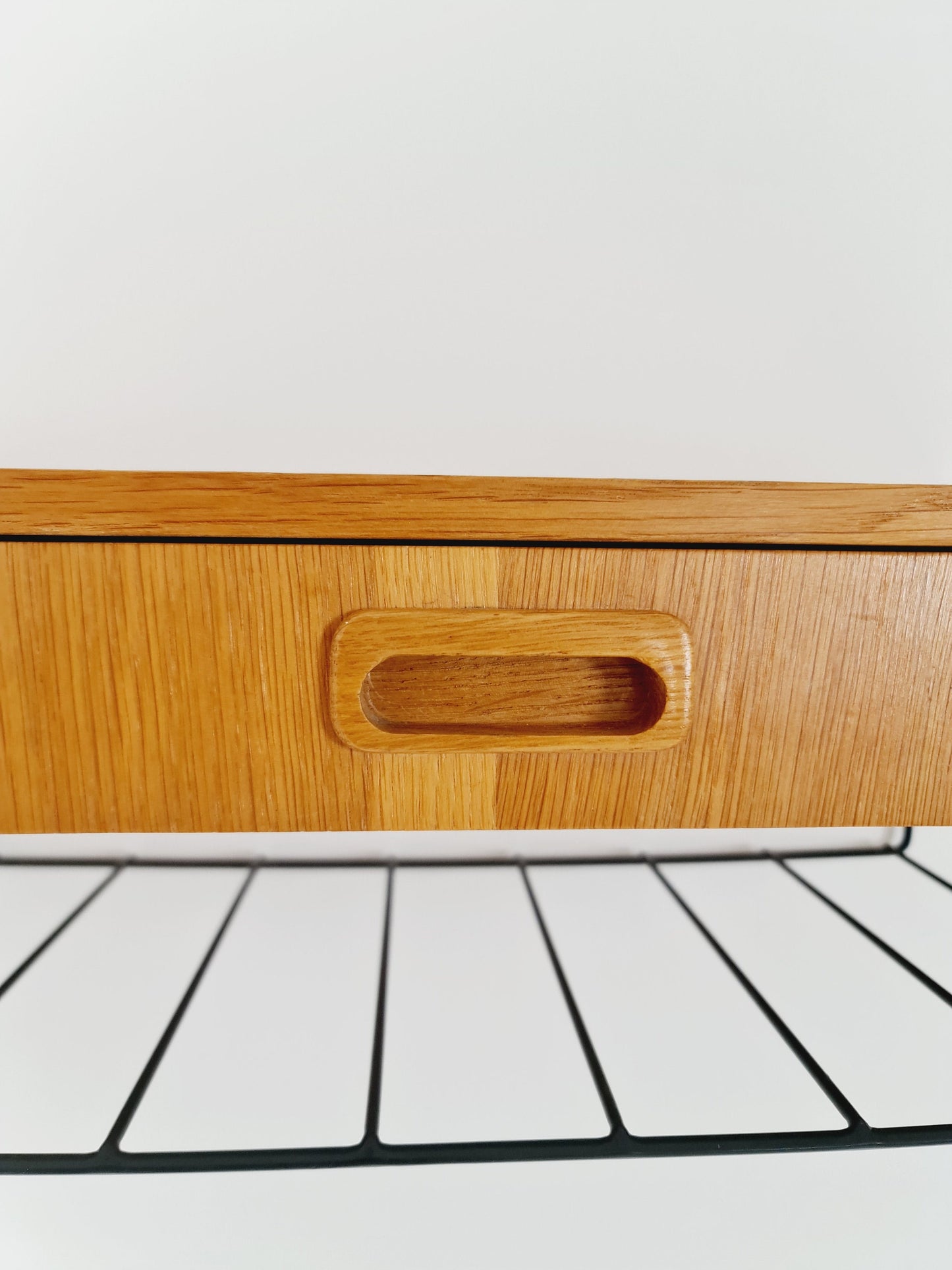 Swedish teak hanging telephone table shelf/ bedside table/ nightstand from the 60s