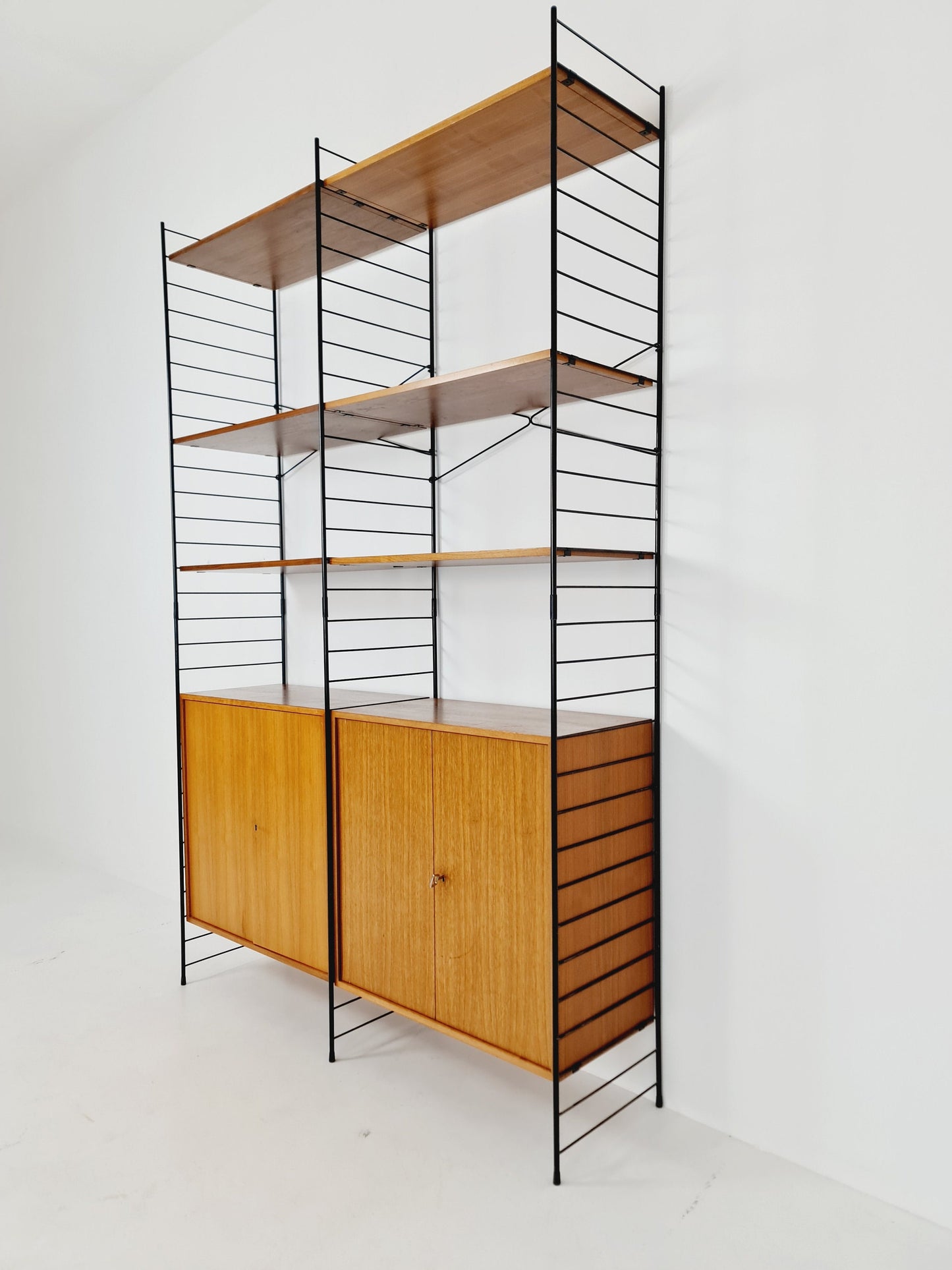 String shelf-system, bookcase teak by WHB Germany, 1950s