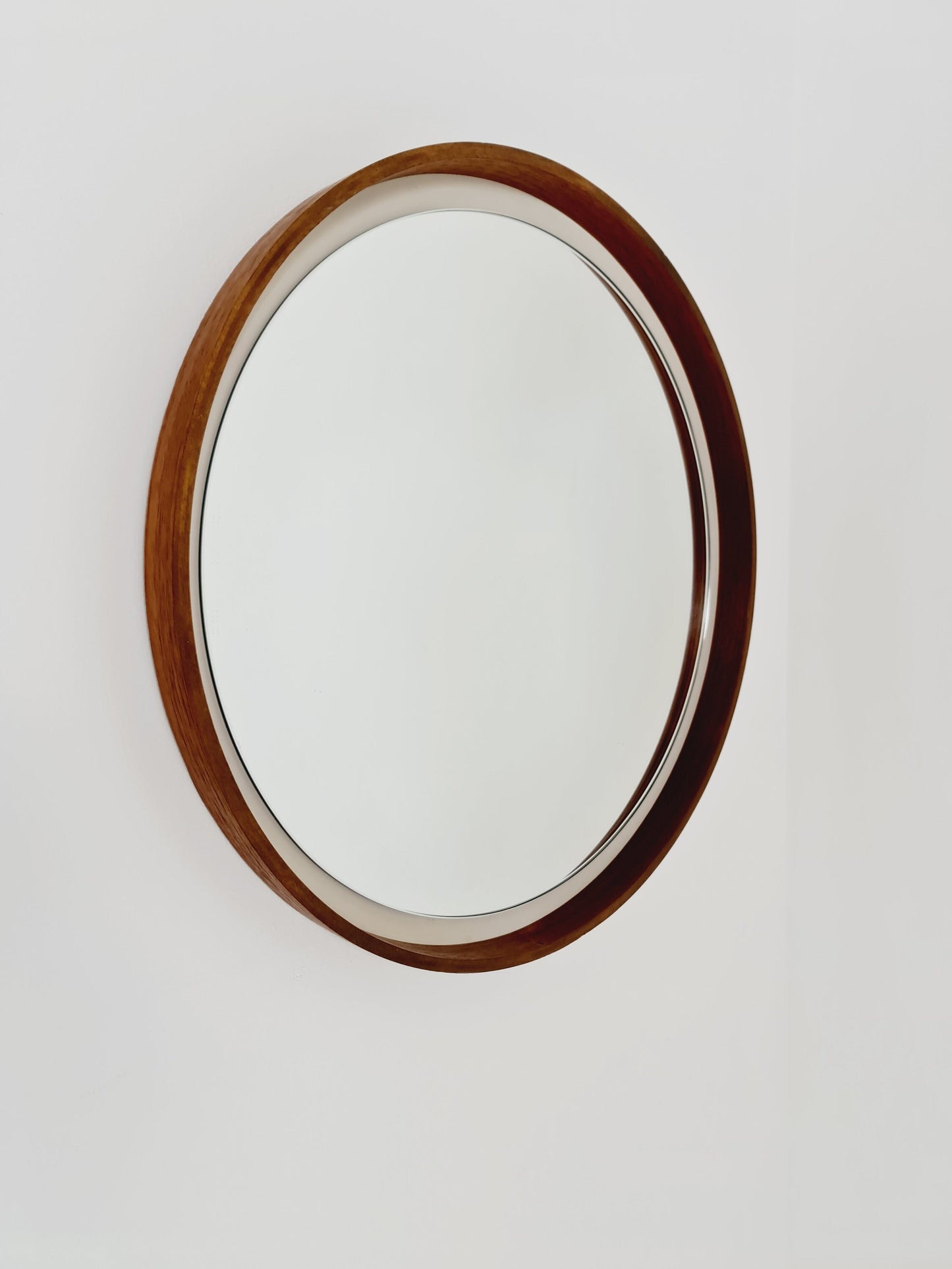 Mid Century round teak mirror from the 60s