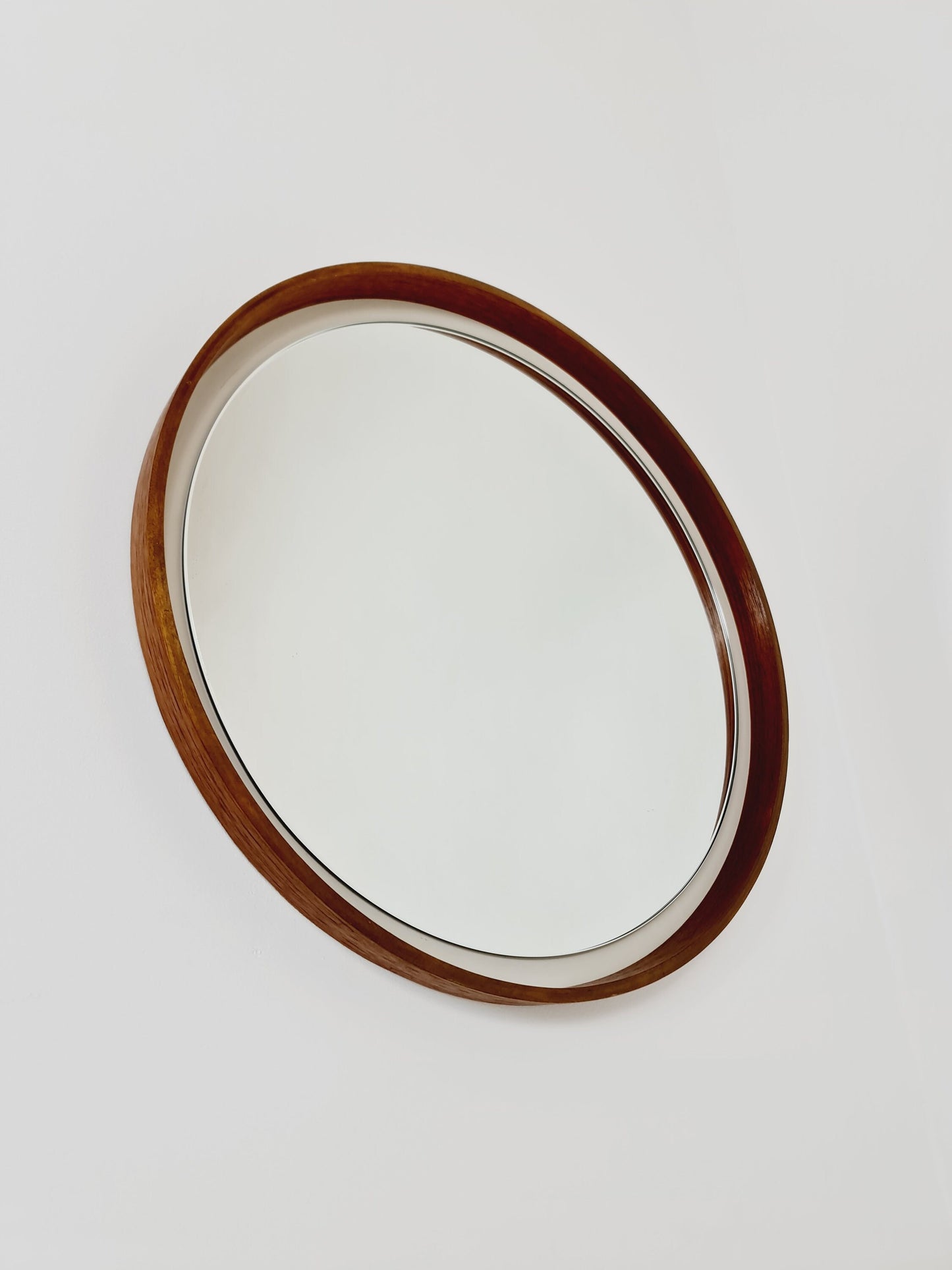 Mid Century round teak mirror from the 60s