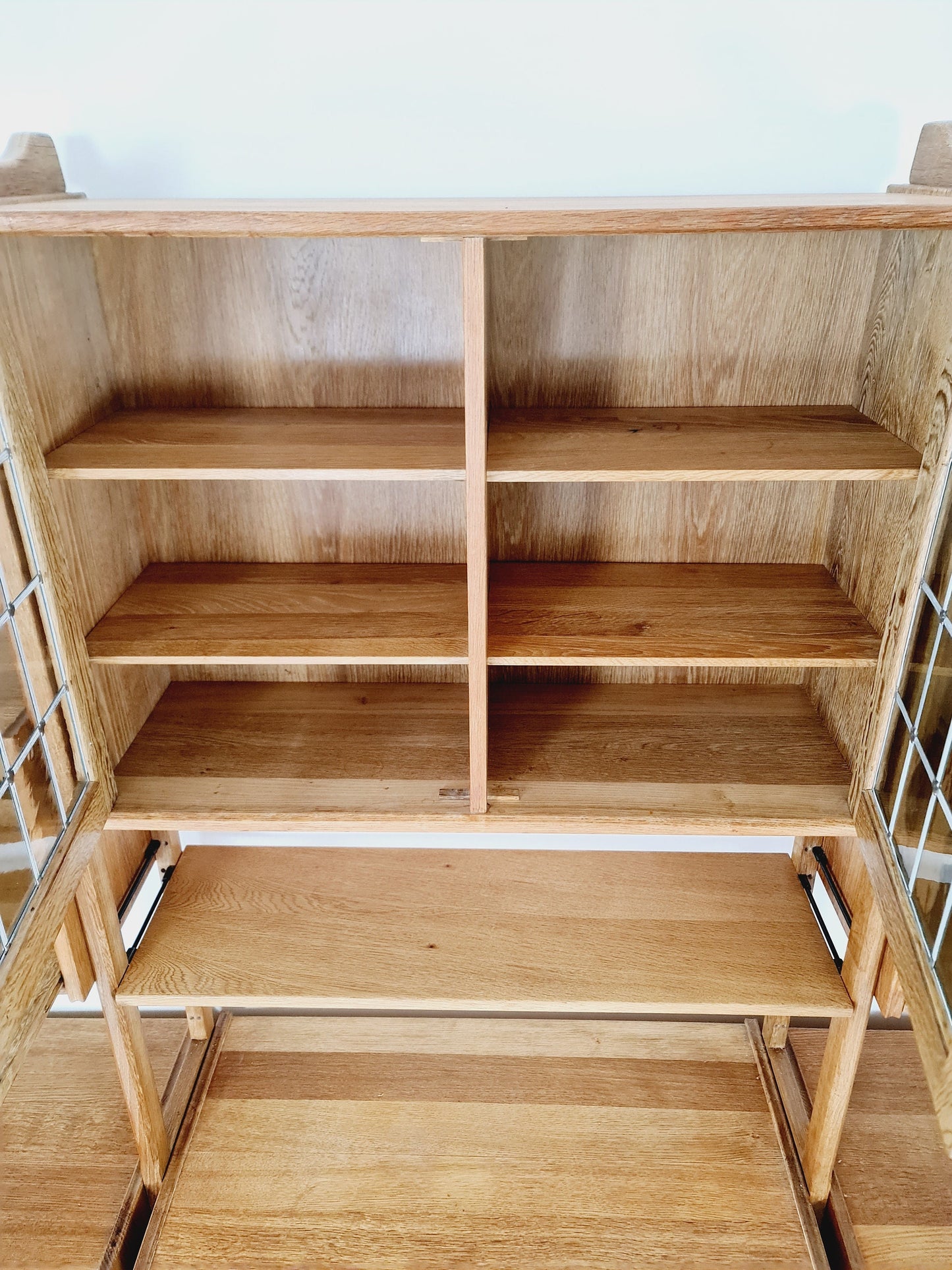 Danish solid oak room divider modular vintage library bookcase shelf-system by Henning Kjærnulf, Denmark, 1960s