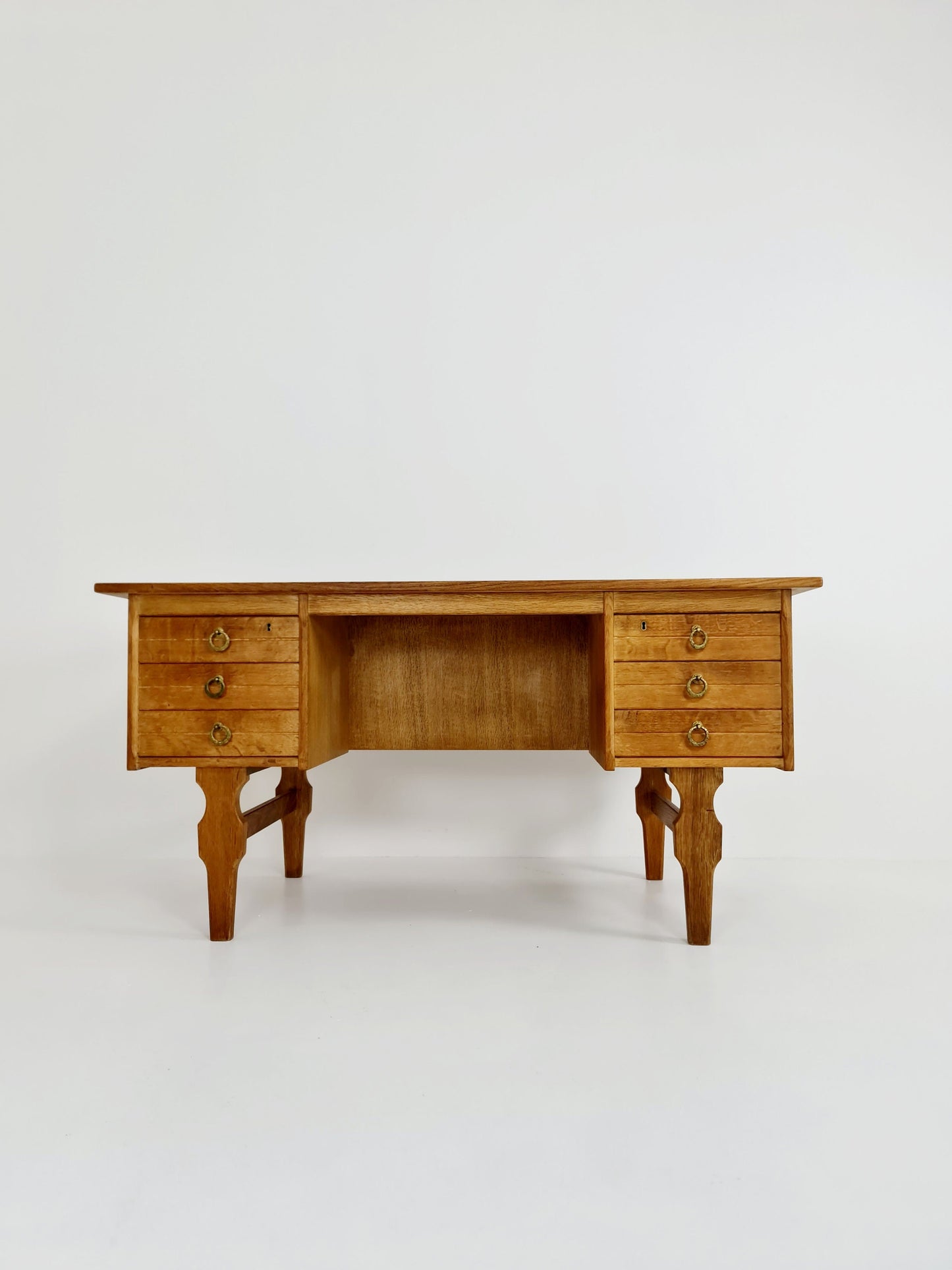 Danish vintage solid oak desk & desk chair by Henning Kjærnulf, 1960s