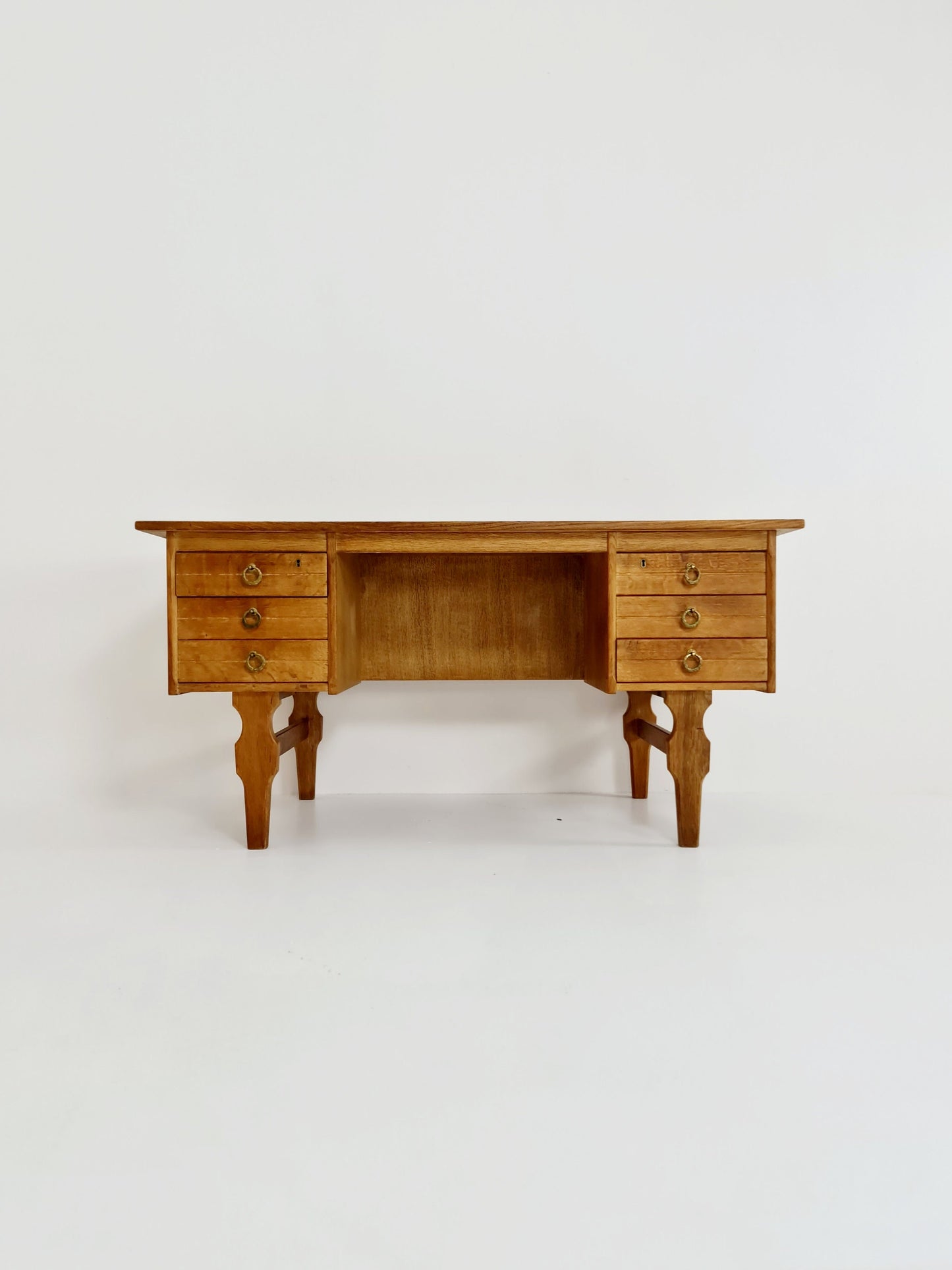 Danish vintage solid oak desk & desk chair by Henning Kjærnulf, 1960s