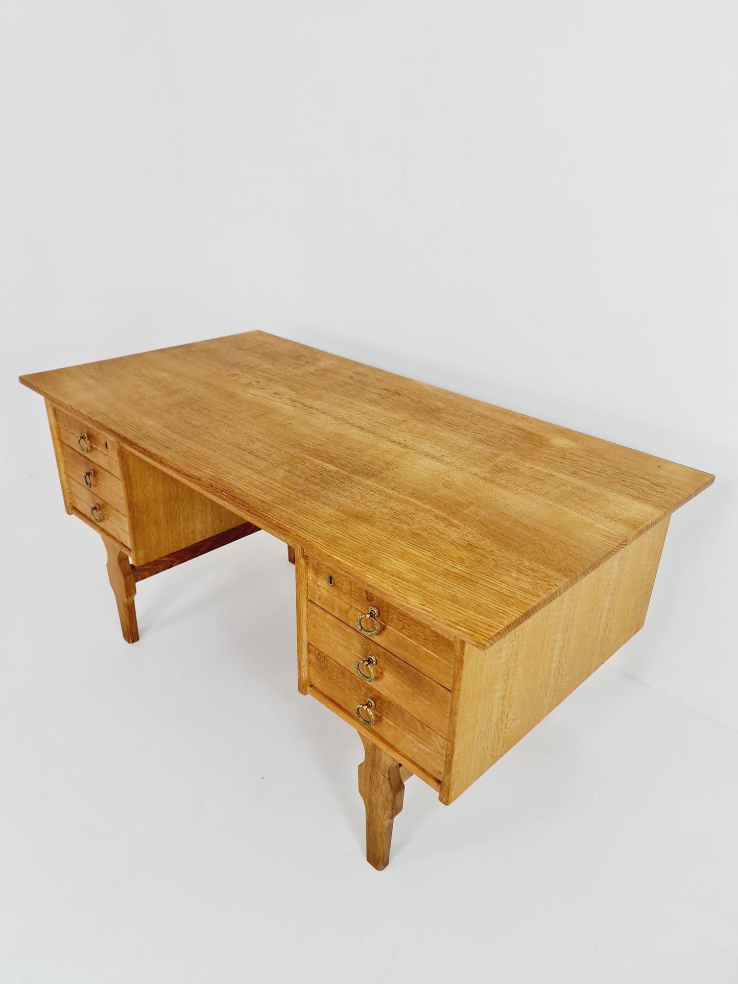 Danish vintage solid oak desk & desk chair by Henning Kjærnulf, 1960s