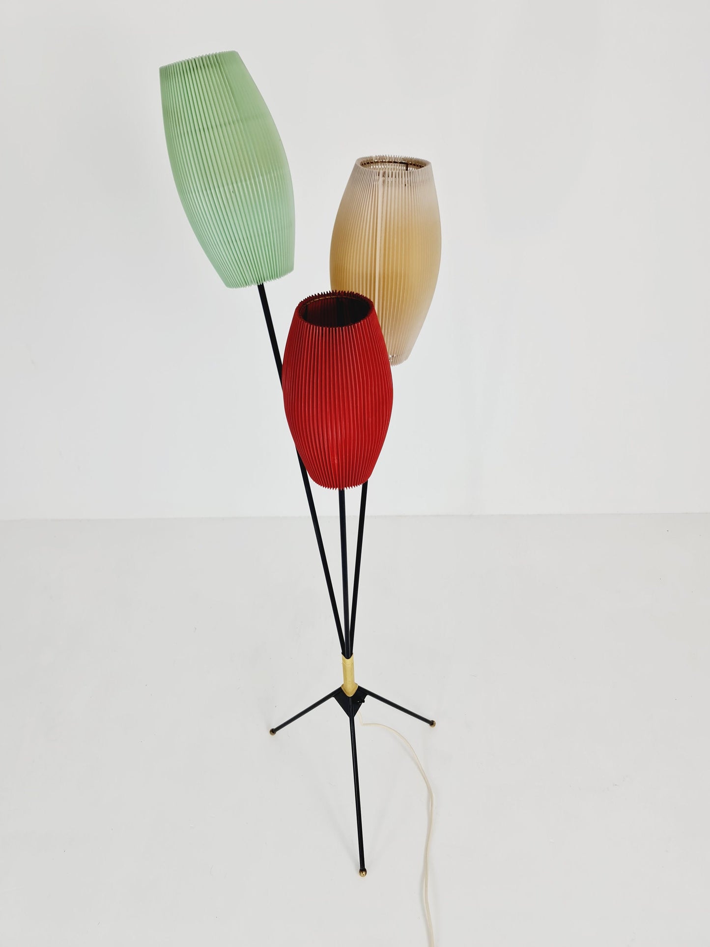 Tripod swedish vintage floor lamp in metal by Möller Armatur Eskilstuna MAE, 1950s