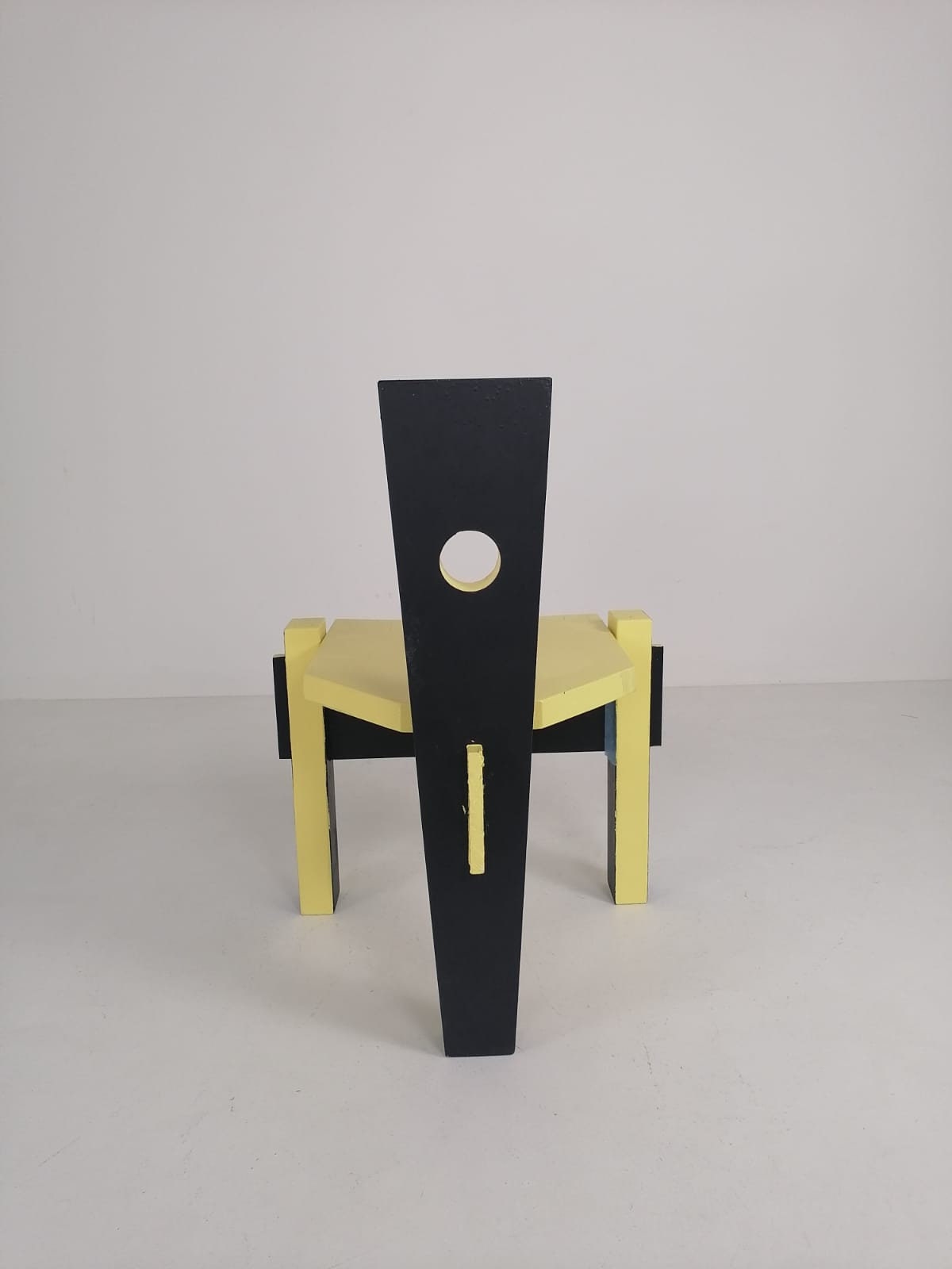 Postmodern period yellow black high back Chair 1980s