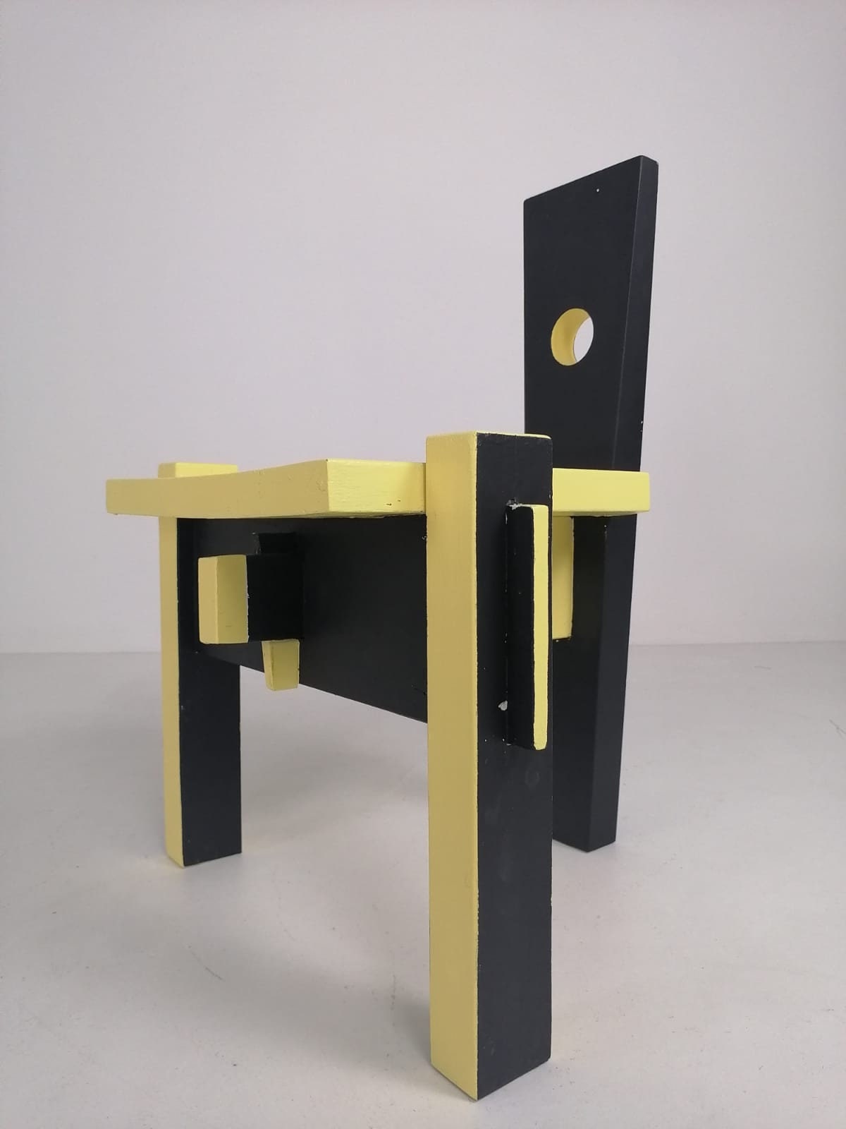 Postmodern period yellow black high back Chair 1980s