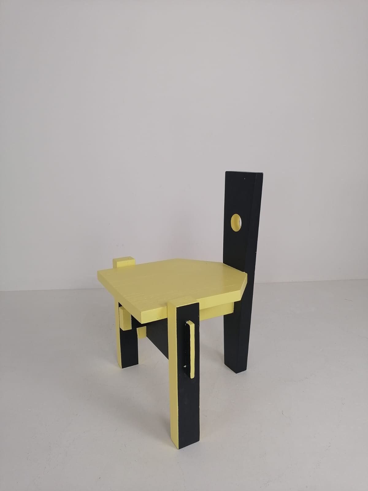 Postmodern period yellow black high back Chair 1980s