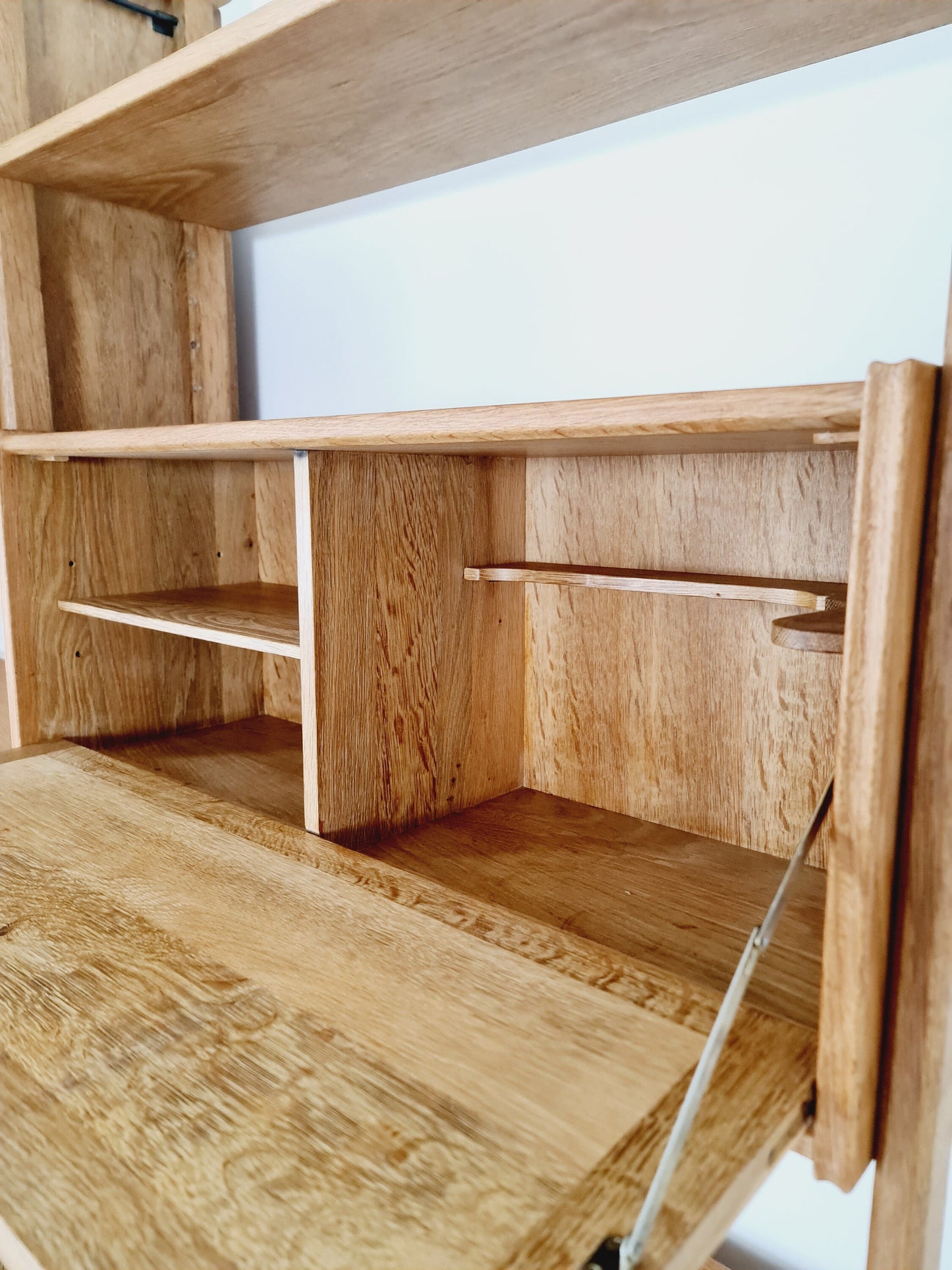 Danish solid oak room divider modular vintage library bookcase shelf-system by Henning Kjærnulf, Denmark, 1960s