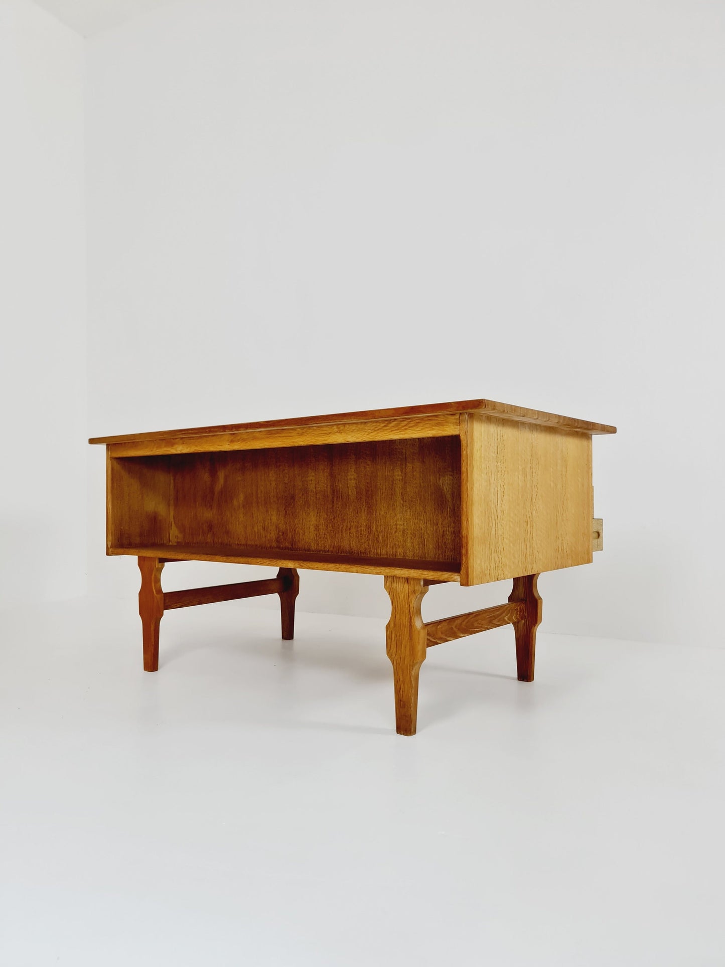 Danish vintage solid oak desk & desk chair by Henning Kjærnulf, 1960s