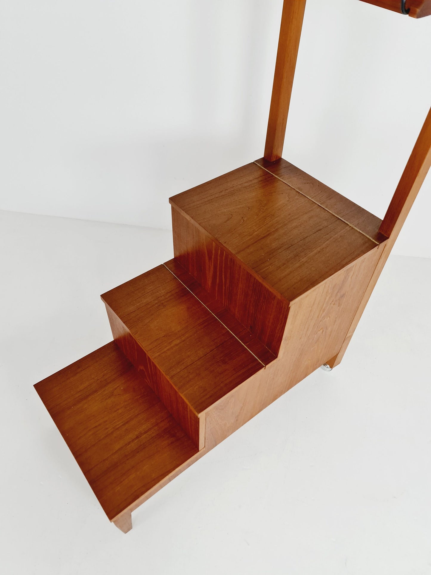 Midcentury Danish teak free standing library ladder bookshelf, 1960s