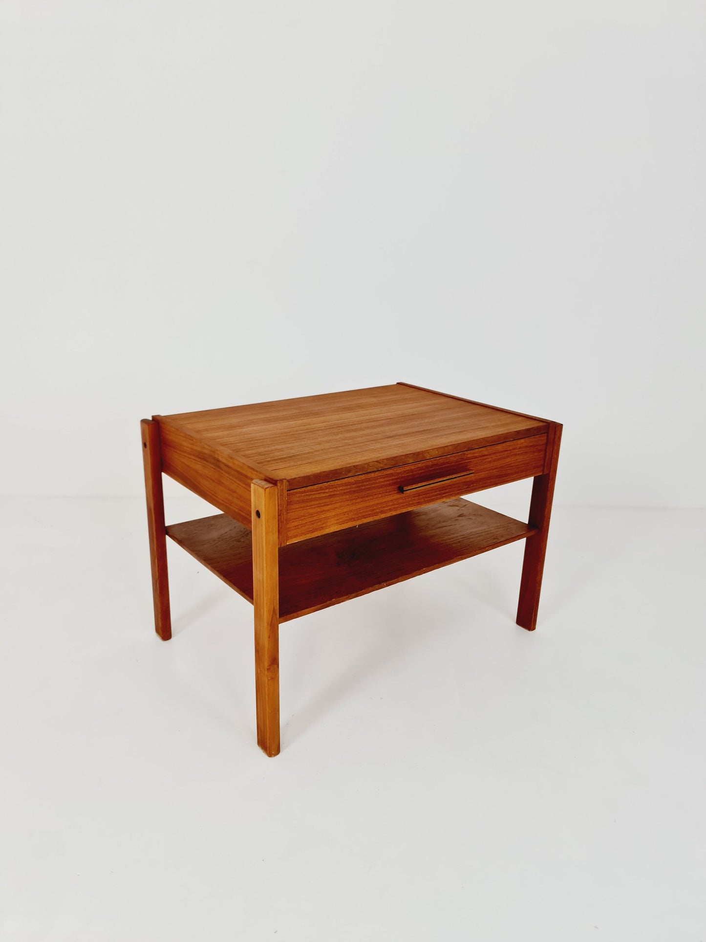 Midcentury wide Danish teak vintage Side table/ Bedside table/ Night stand, 1960s