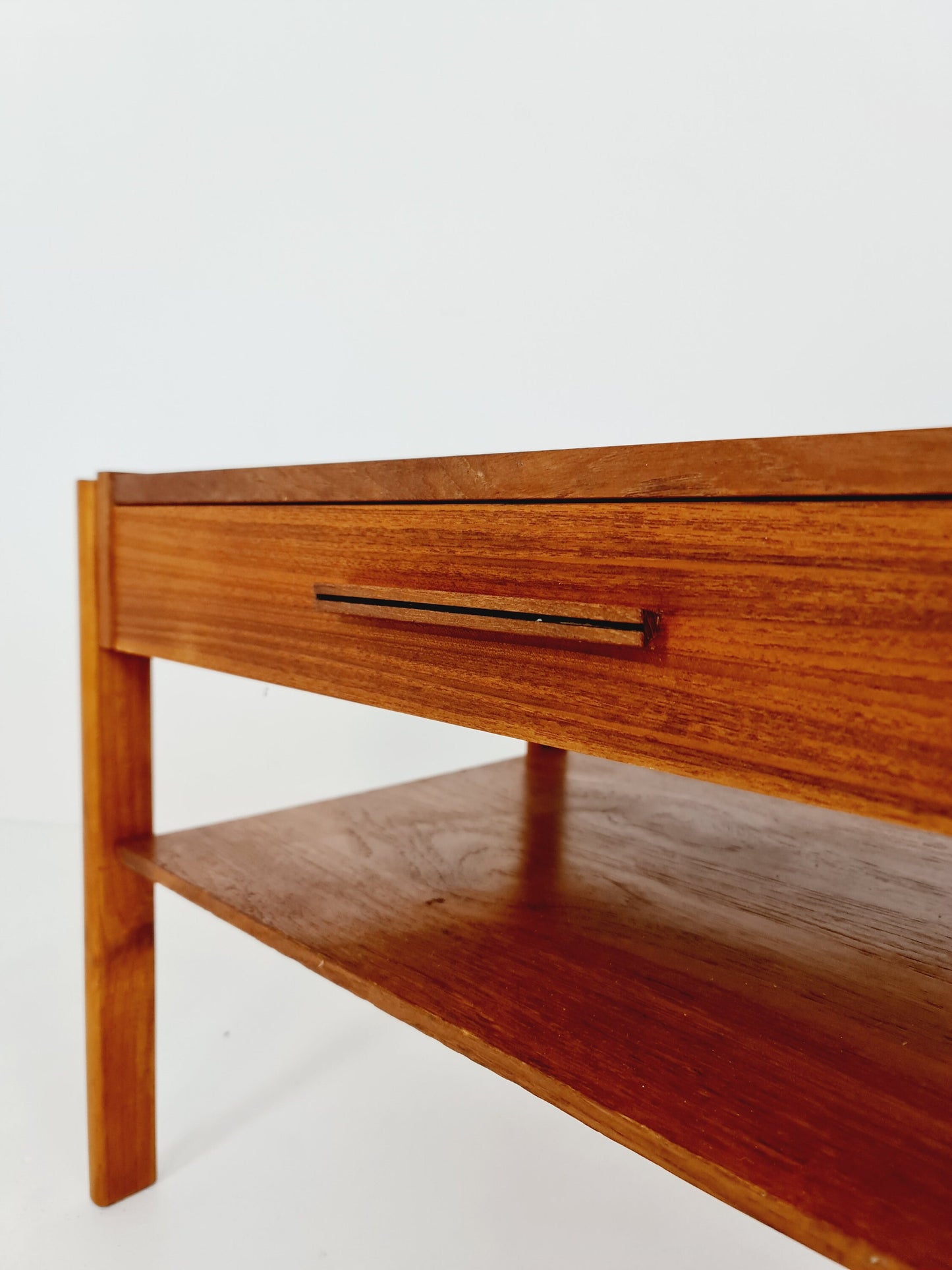 Midcentury wide Danish teak vintage Side table/ Bedside table/ Night stand, 1960s