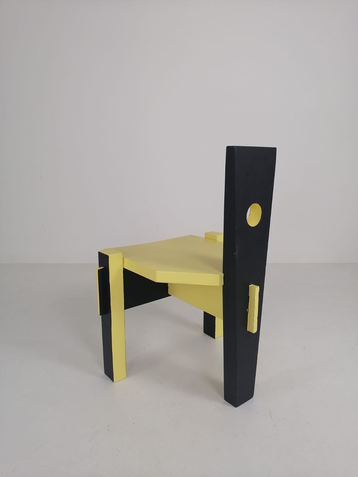 Postmodern period yellow black high back Chair 1980s