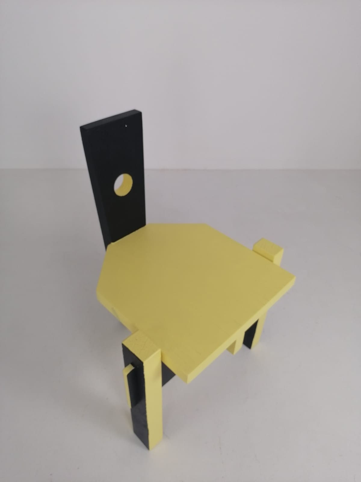 Postmodern period yellow black high back Chair 1980s