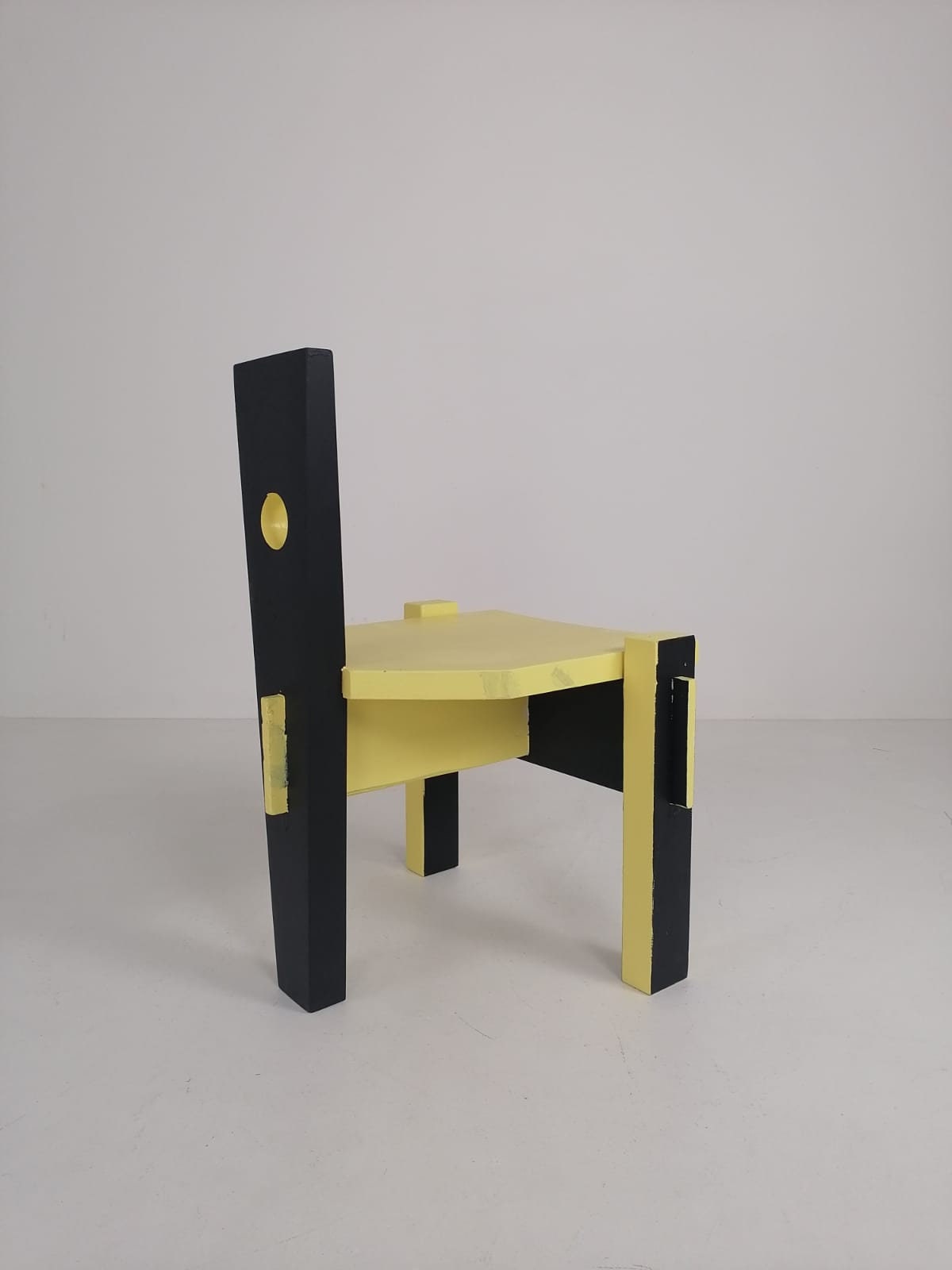 Postmodern period yellow black high back Chair 1980s
