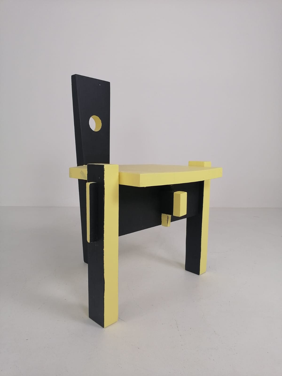 Postmodern period yellow black high back Chair 1980s