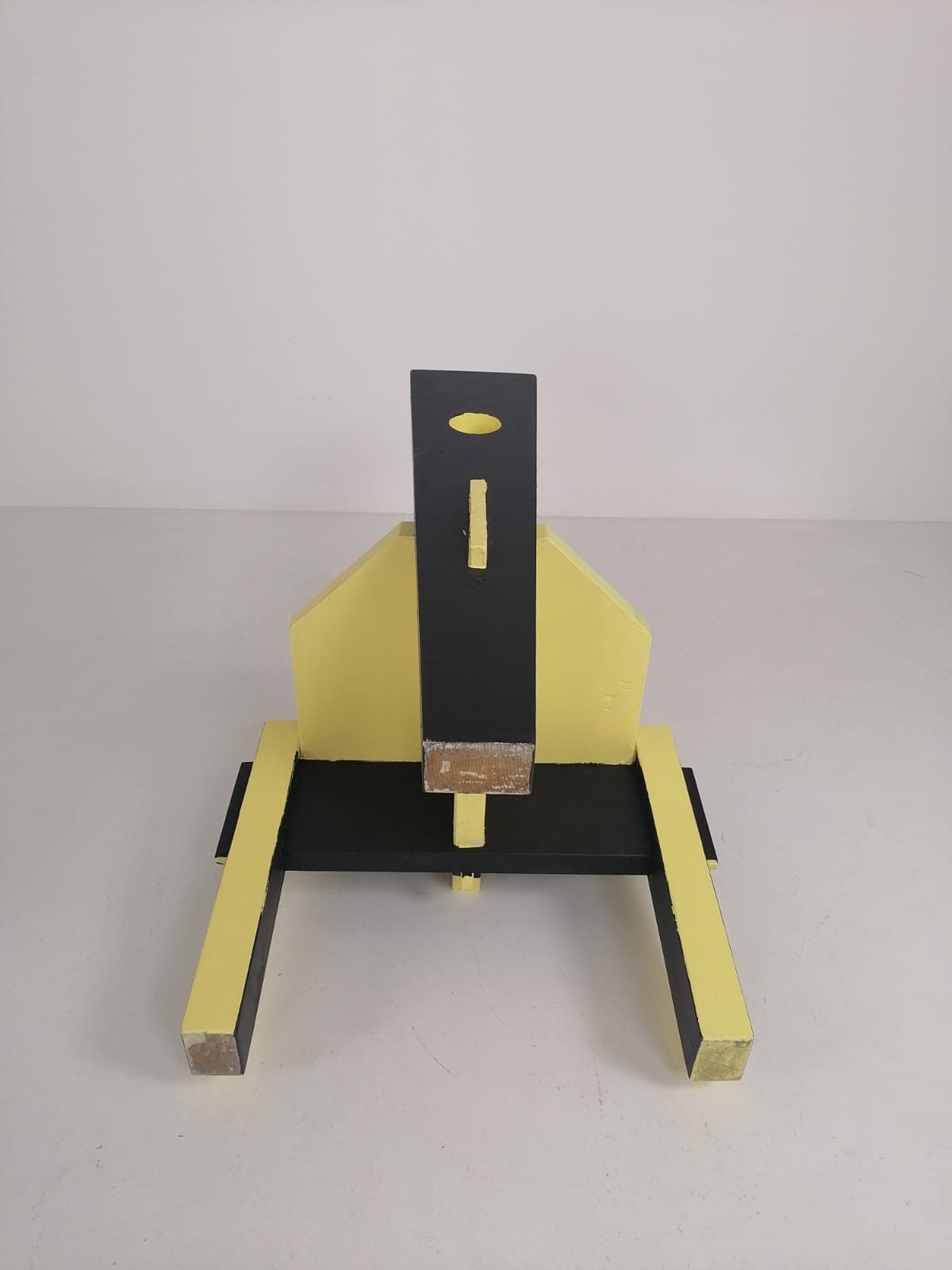 Postmodern period yellow black high back Chair 1980s