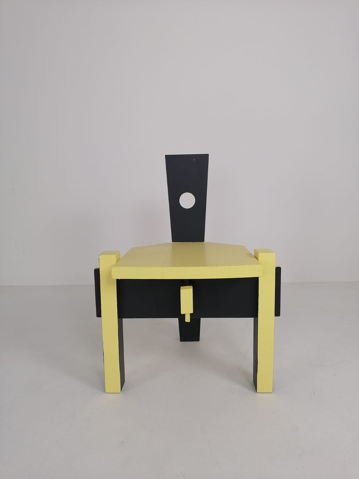 Postmodern period yellow black high back Chair 1980s