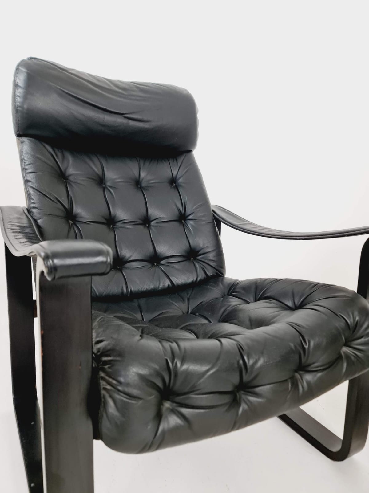 Pair of leather lounge chairs by OY BJ Dahlqvist for BD Furniture, Finland 1960s